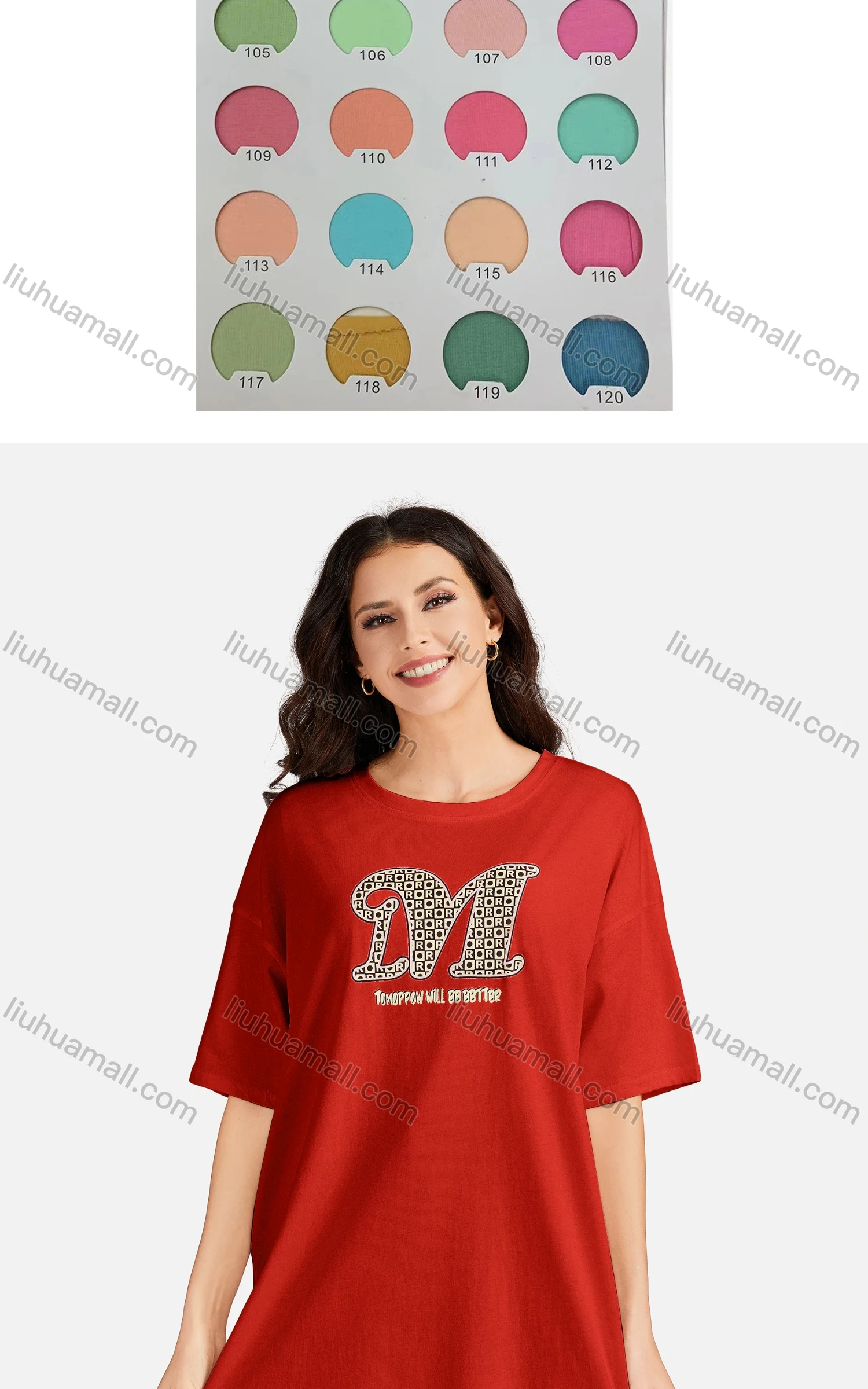 Wholesale Women's Casual Letter Round Neck Short Sleeve Tunic 3506# - Liuhuamall