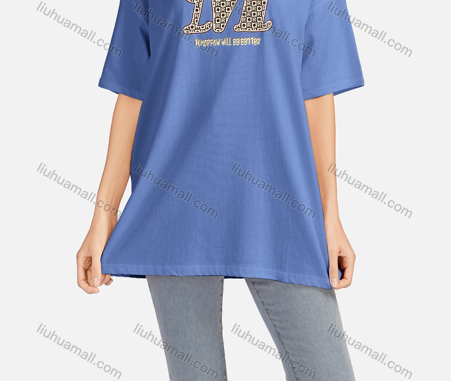 Wholesale Women's Casual Letter Round Neck Short Sleeve Tunic 3506# - Liuhuamall