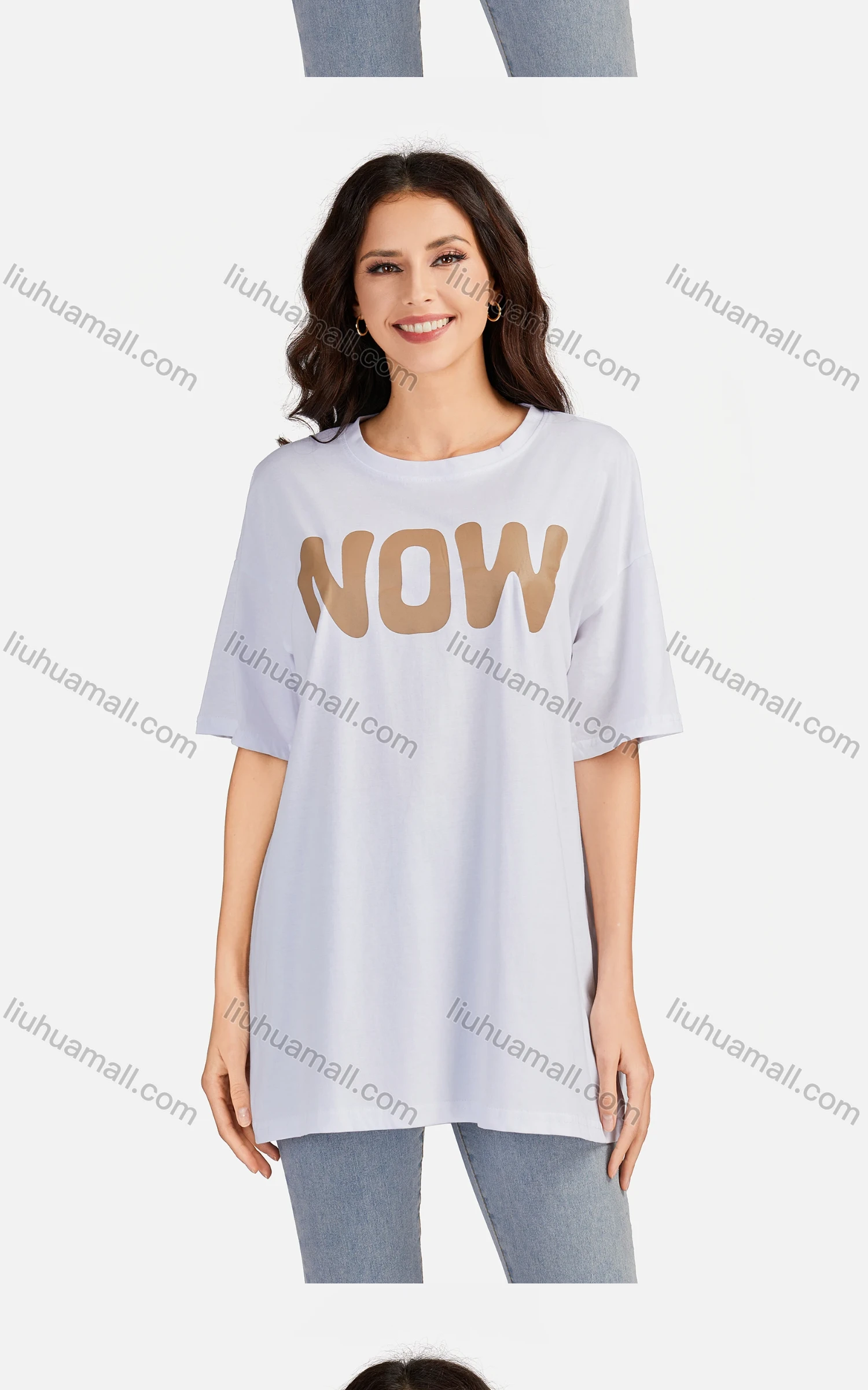 Wholesale Women's Casual Letter Round Neck Short Sleeve Tunic 3509# - Liuhuamall