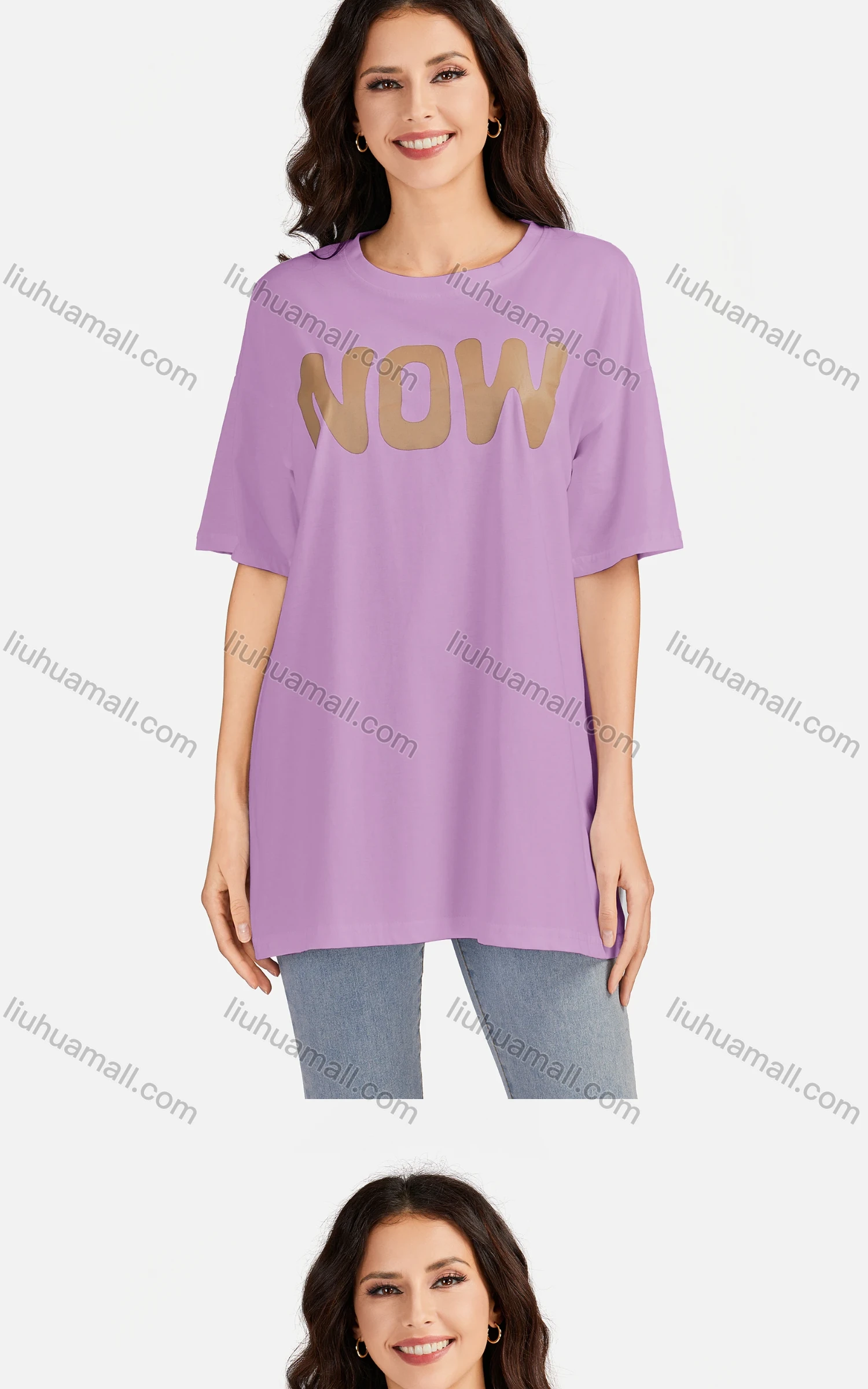 Wholesale Women's Casual Letter Round Neck Short Sleeve Tunic 3509# - Liuhuamall