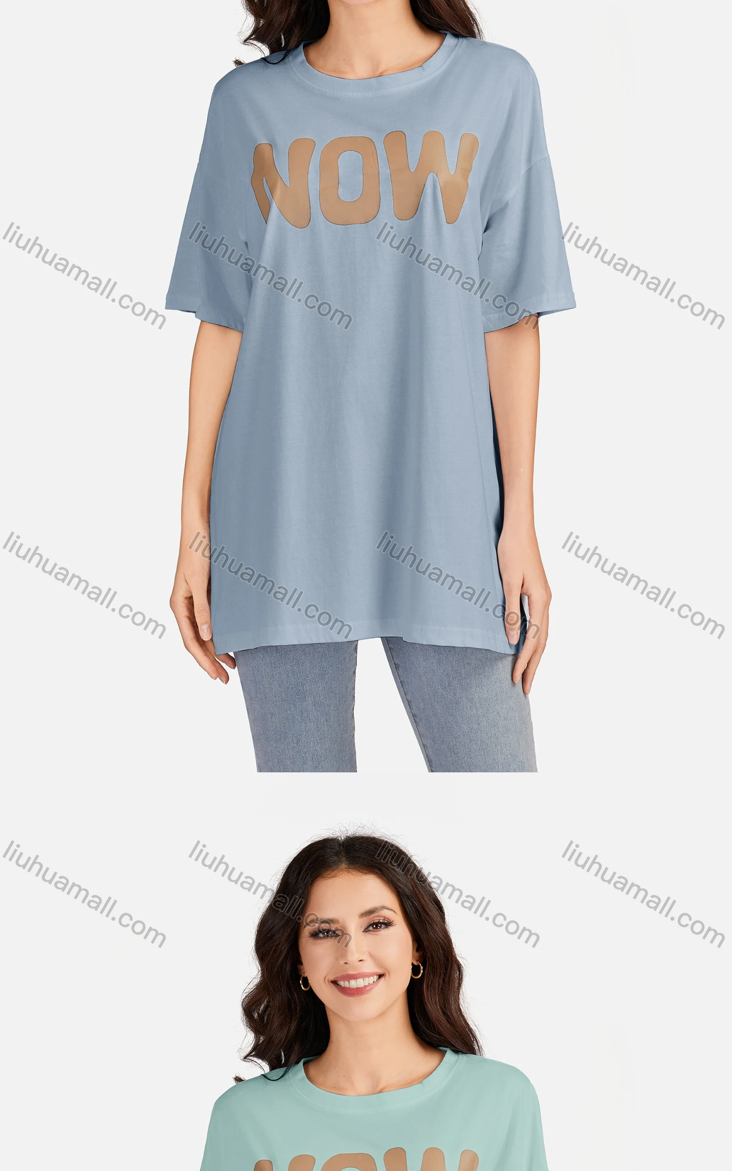 Wholesale Women's Casual Letter Round Neck Short Sleeve Tunic 3509# - Liuhuamall