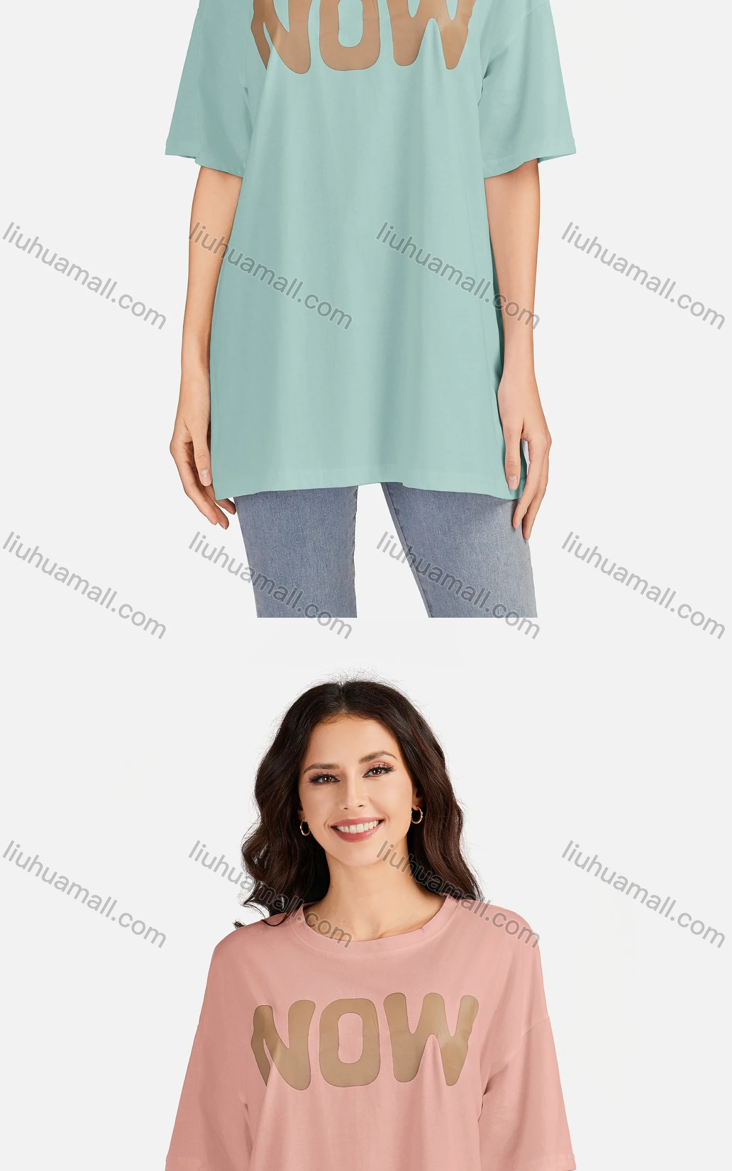 Wholesale Women's Casual Letter Round Neck Short Sleeve Tunic 3509# - Liuhuamall