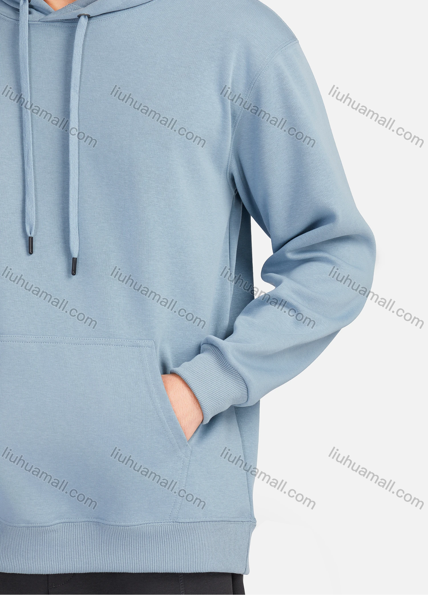 Wholesale Men's Casual Plain Long Sleeve Drawstring Hoodie With Kangaroo Pocket LF30# - Liuhuamall