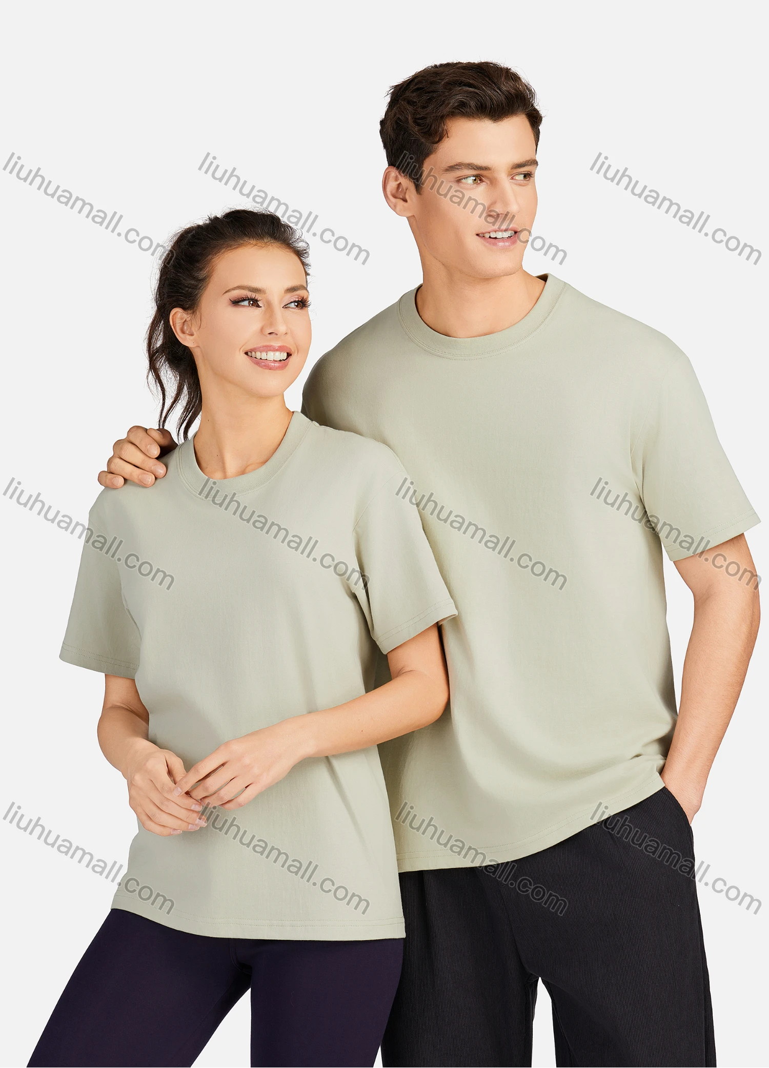 Wholesale Men's Casual Plain Round Neck Unisex Short Sleeve T-shirt T001# - Liuhuamall