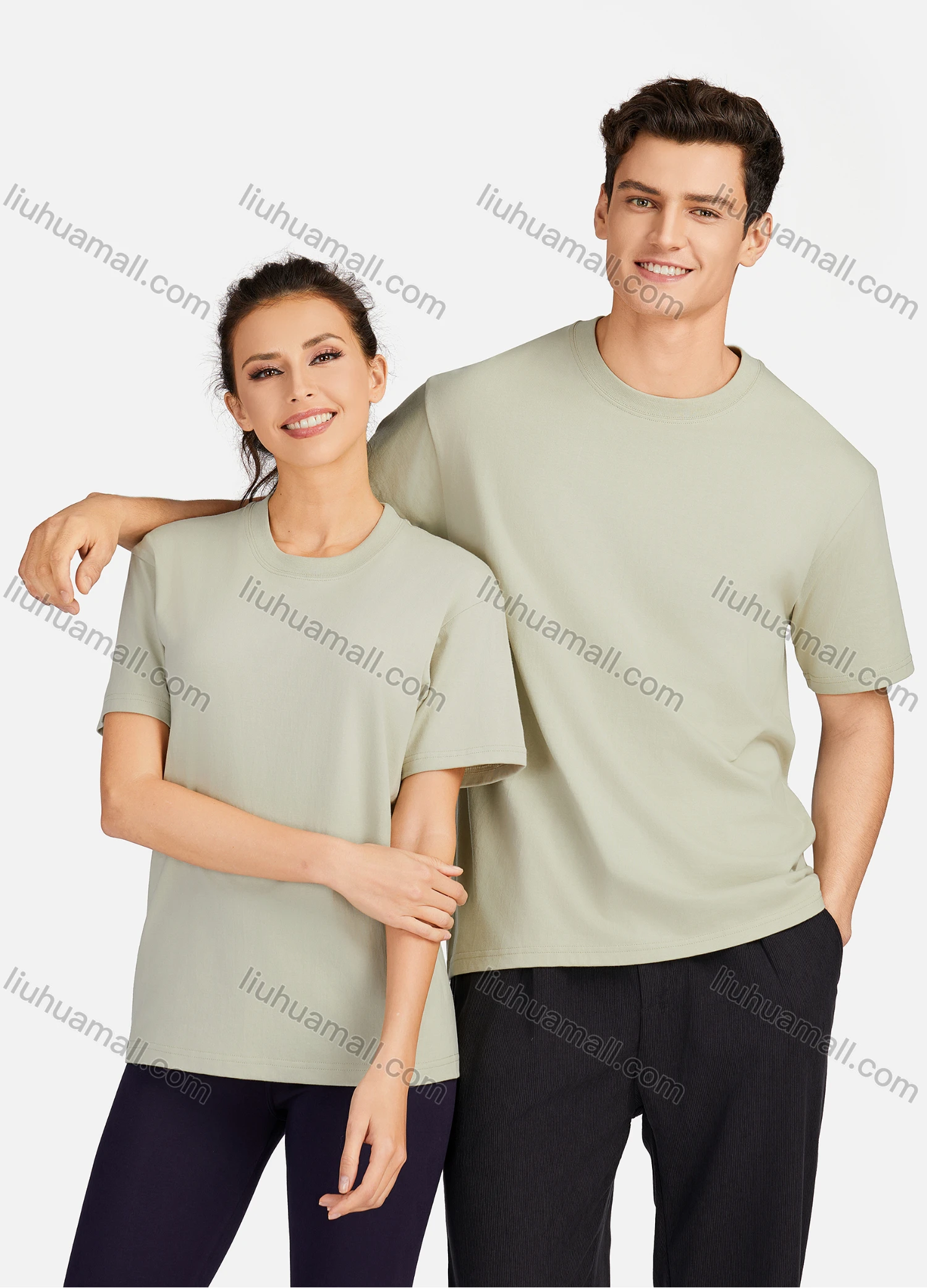 Wholesale Men's Casual Plain Round Neck Unisex Short Sleeve T-shirt T001# - Liuhuamall