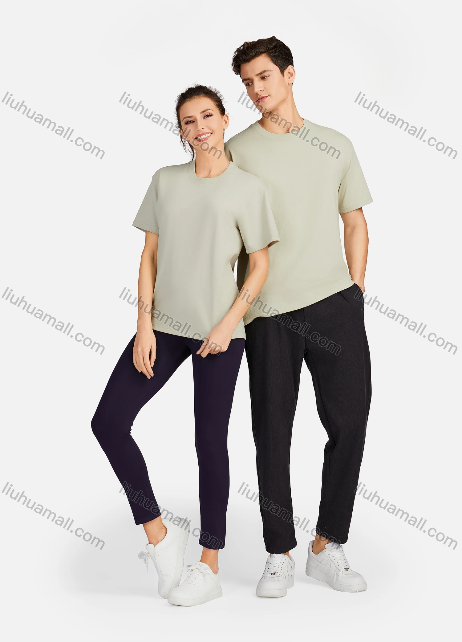 Wholesale Men's Casual Plain Round Neck Unisex Short Sleeve T-shirt T001# - Liuhuamall