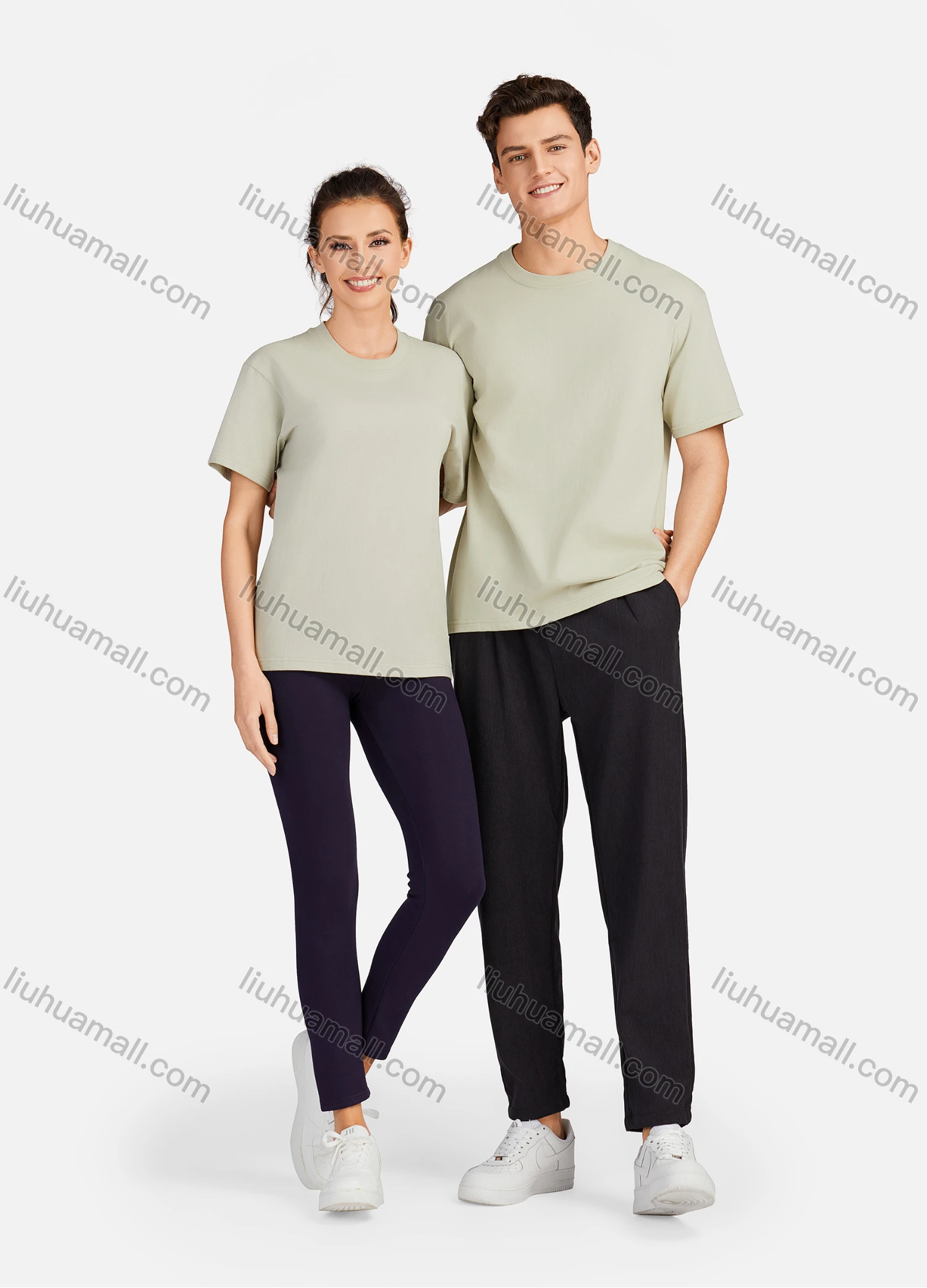 Wholesale Men's Casual Plain Round Neck Unisex Short Sleeve T-shirt T001# - Liuhuamall