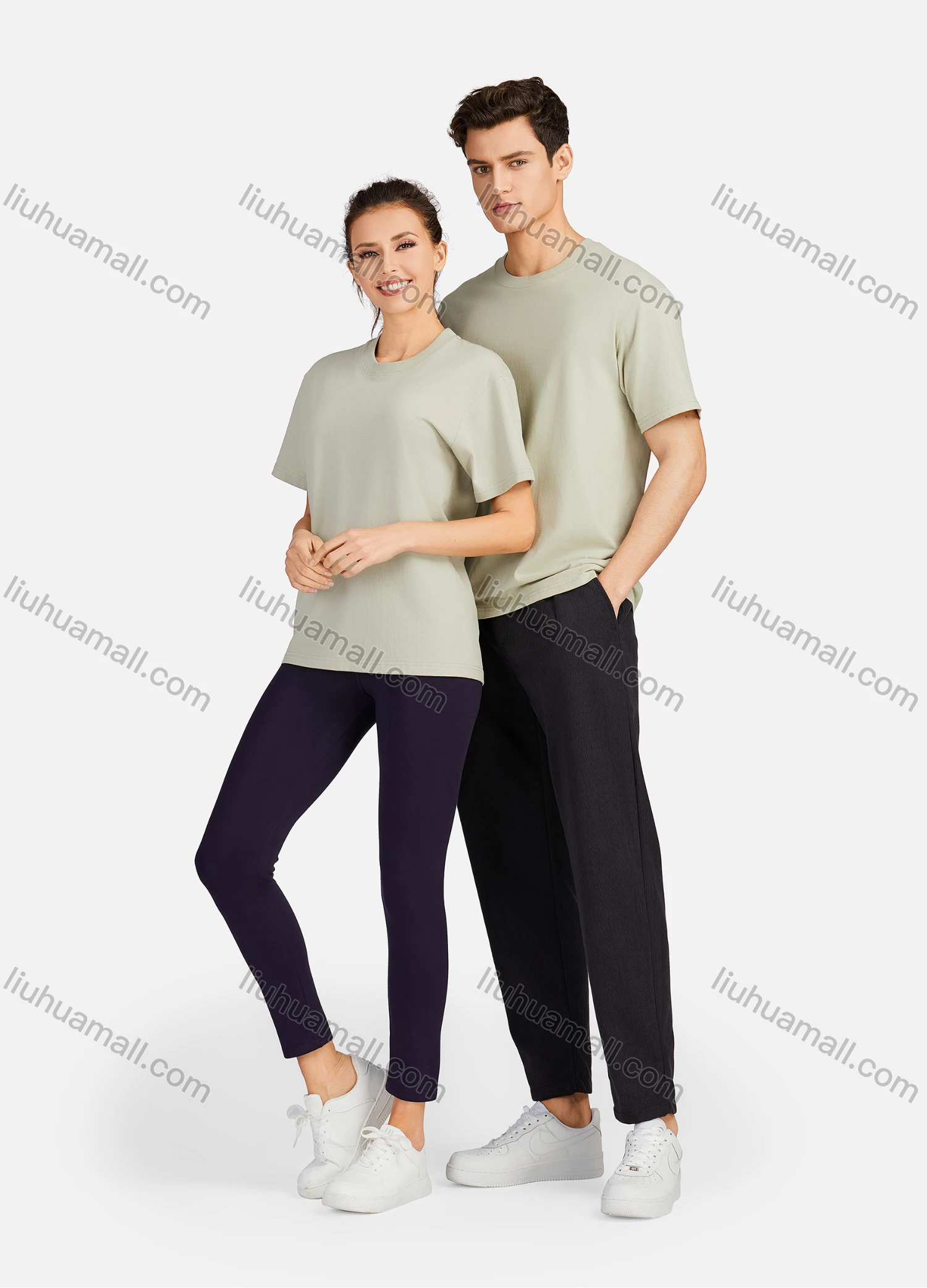 Wholesale Men's Casual Plain Round Neck Unisex Short Sleeve T-shirt T001# - Liuhuamall
