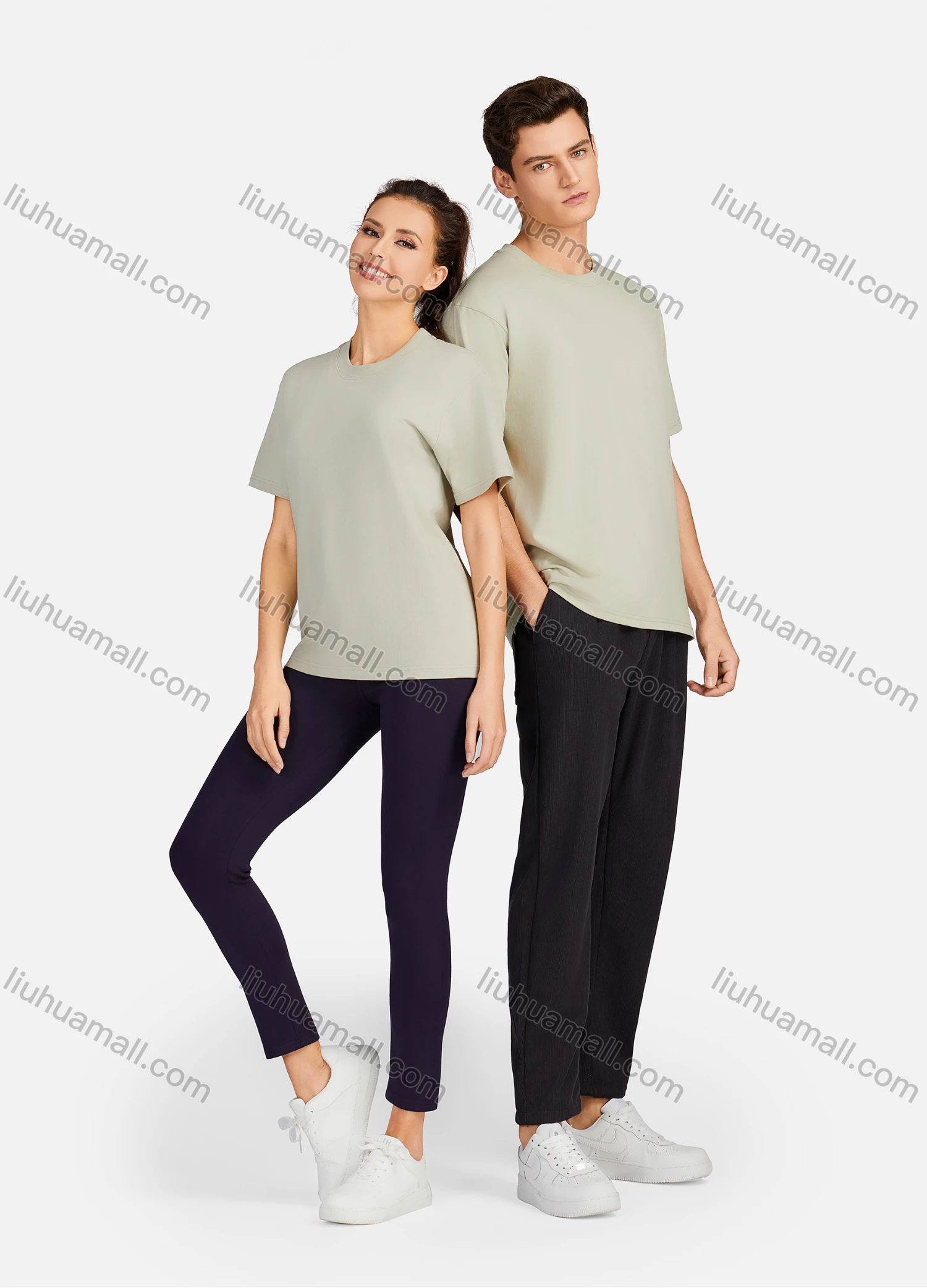Wholesale Men's Casual Plain Round Neck Unisex Short Sleeve T-shirt T001# - Liuhuamall