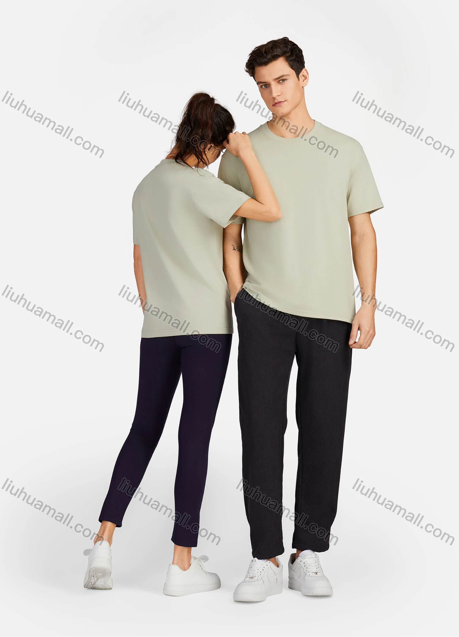 Wholesale Men's Casual Plain Round Neck Unisex Short Sleeve T-shirt T001# - Liuhuamall