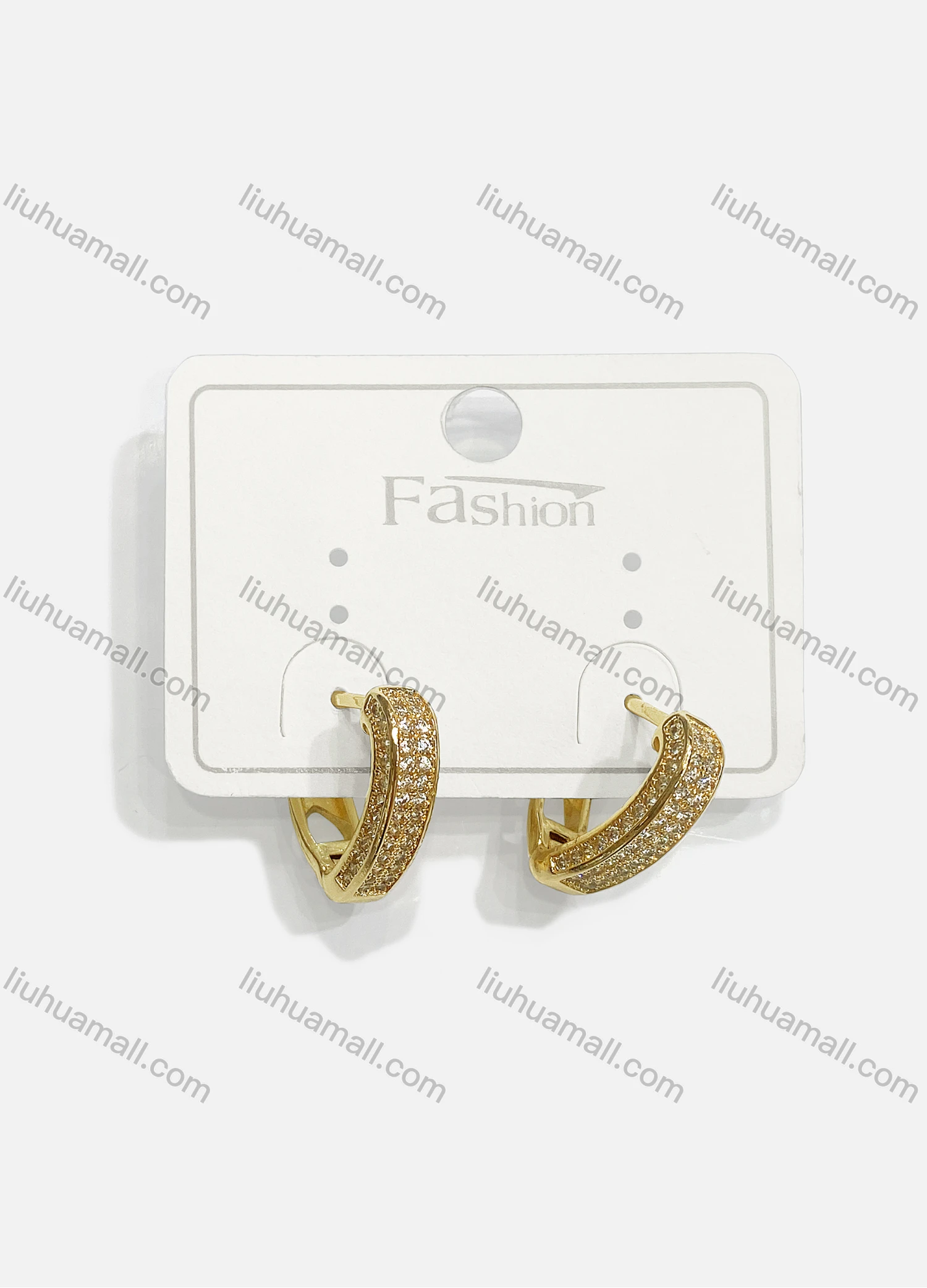 Wholesale Fashionable Hypoallergenic Copper Rhinestone Gold Plated Earrings - Liuhuamall