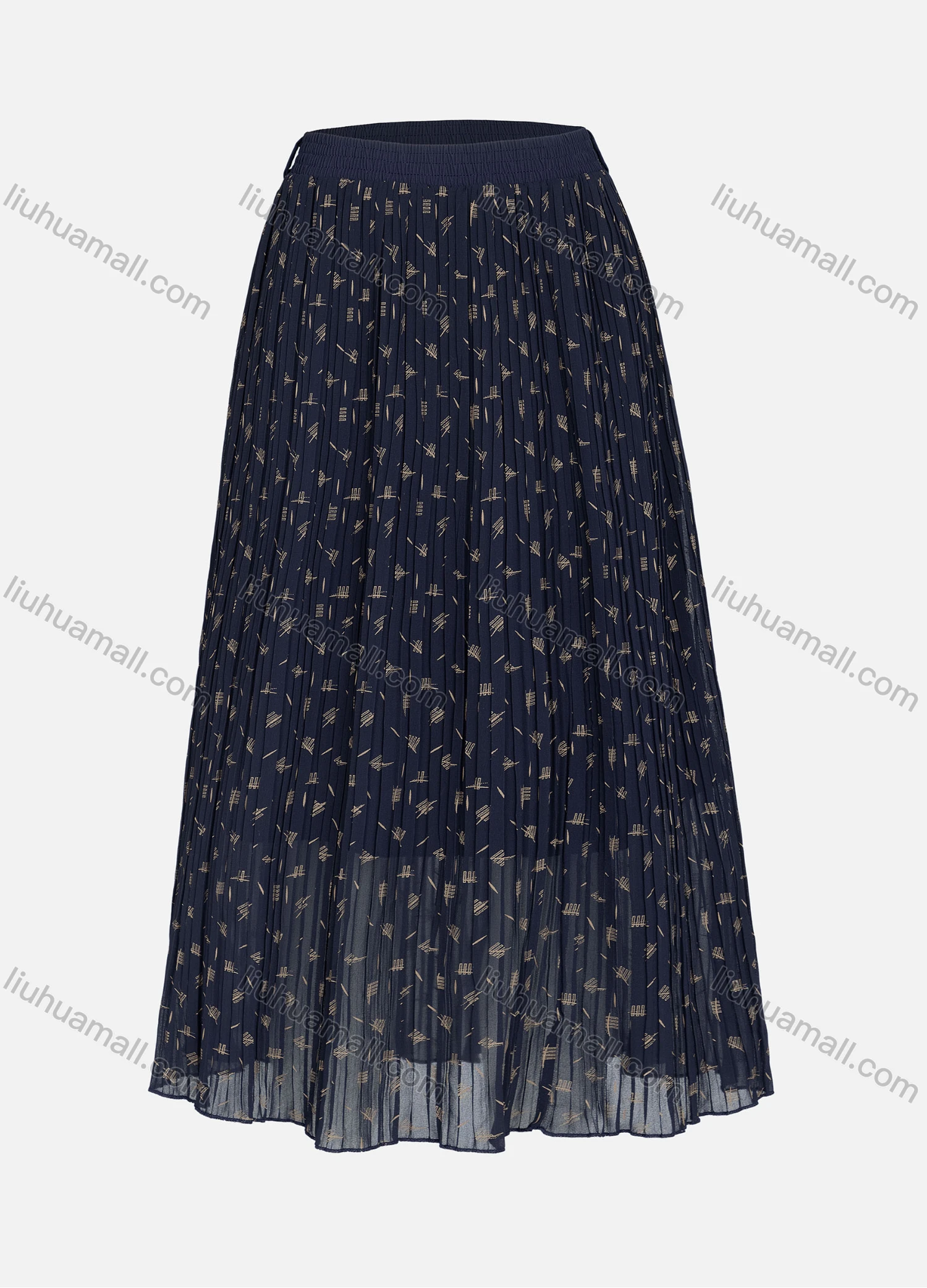 Wholesale Women's Casual Elastic Waist Pleated Allover Print Breathable Mesh Skirts - Liuhuamall