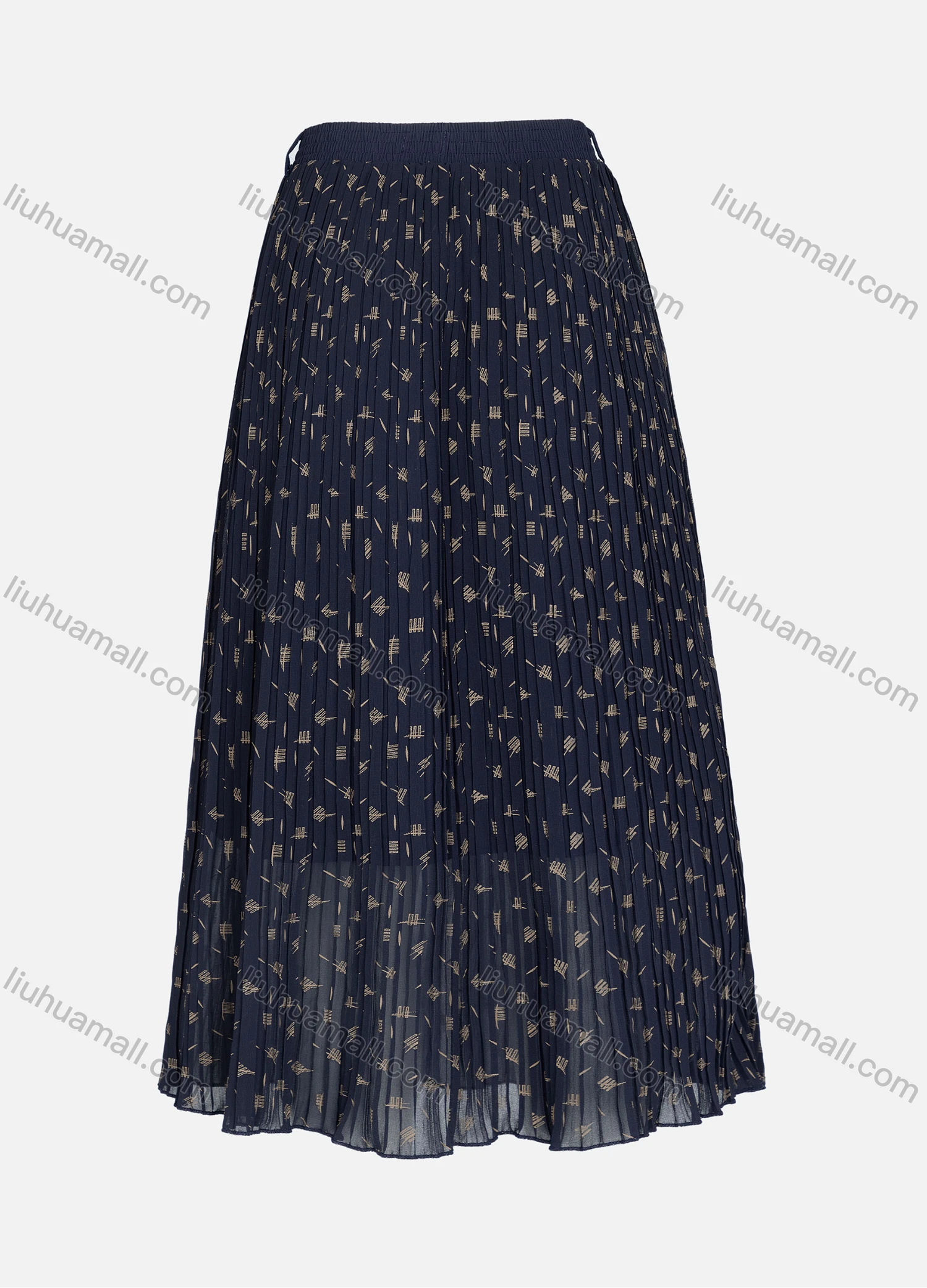Wholesale Women's Casual Elastic Waist Pleated Allover Print Breathable Mesh Skirts - Liuhuamall