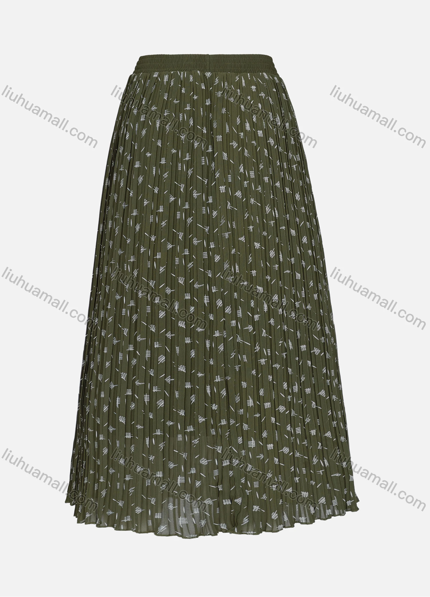 Wholesale Women's Casual Elastic Waist Pleated Allover Print Breathable Mesh Skirts - Liuhuamall