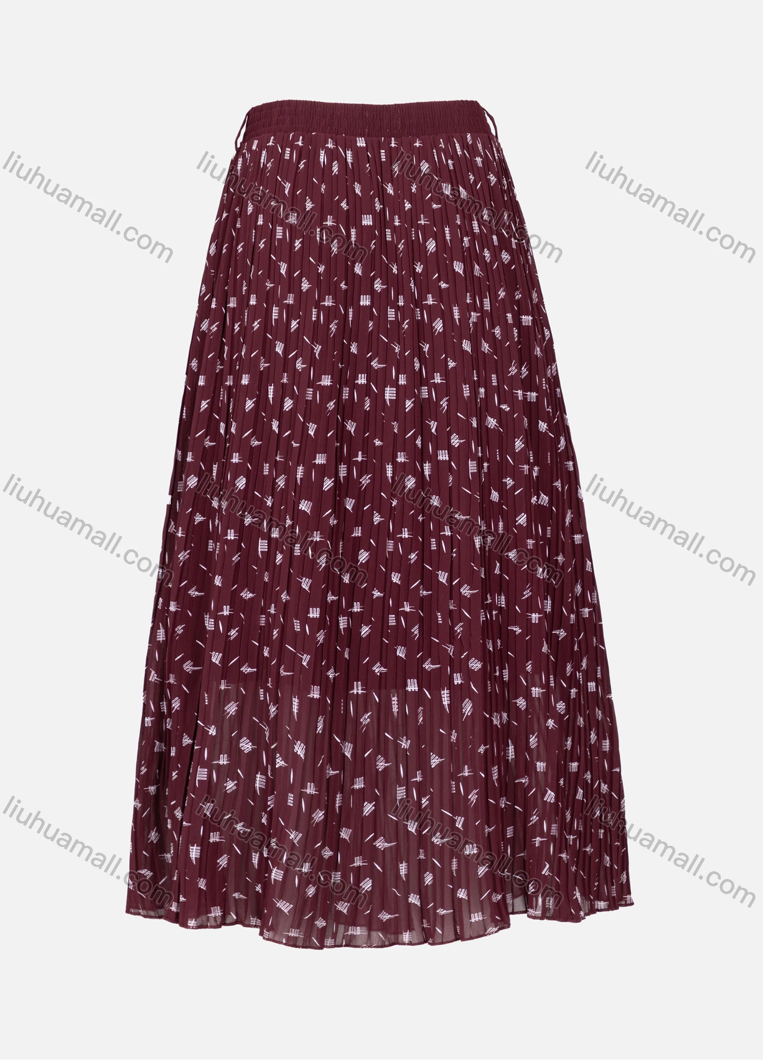Wholesale Women's Casual Elastic Waist Pleated Allover Print Breathable Mesh Skirts - Liuhuamall