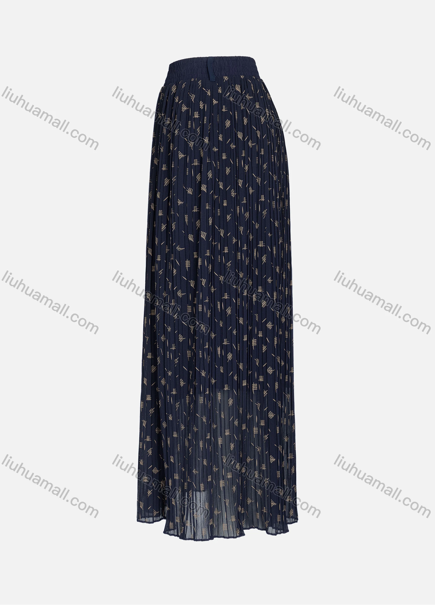 Wholesale Women's Casual Elastic Waist Pleated Allover Print Breathable Mesh Skirts - Liuhuamall