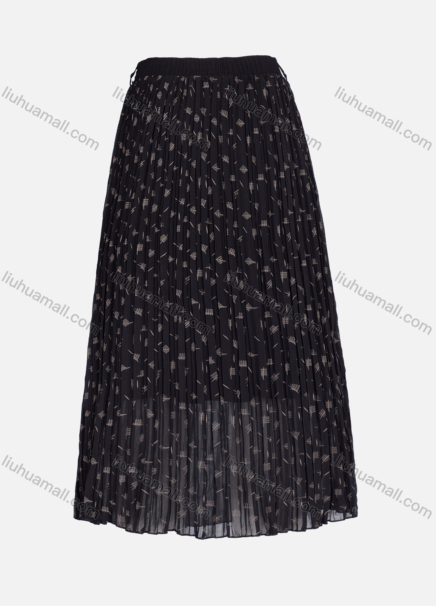 Wholesale Women's Casual Elastic Waist Pleated Allover Print Breathable Mesh Skirts - Liuhuamall