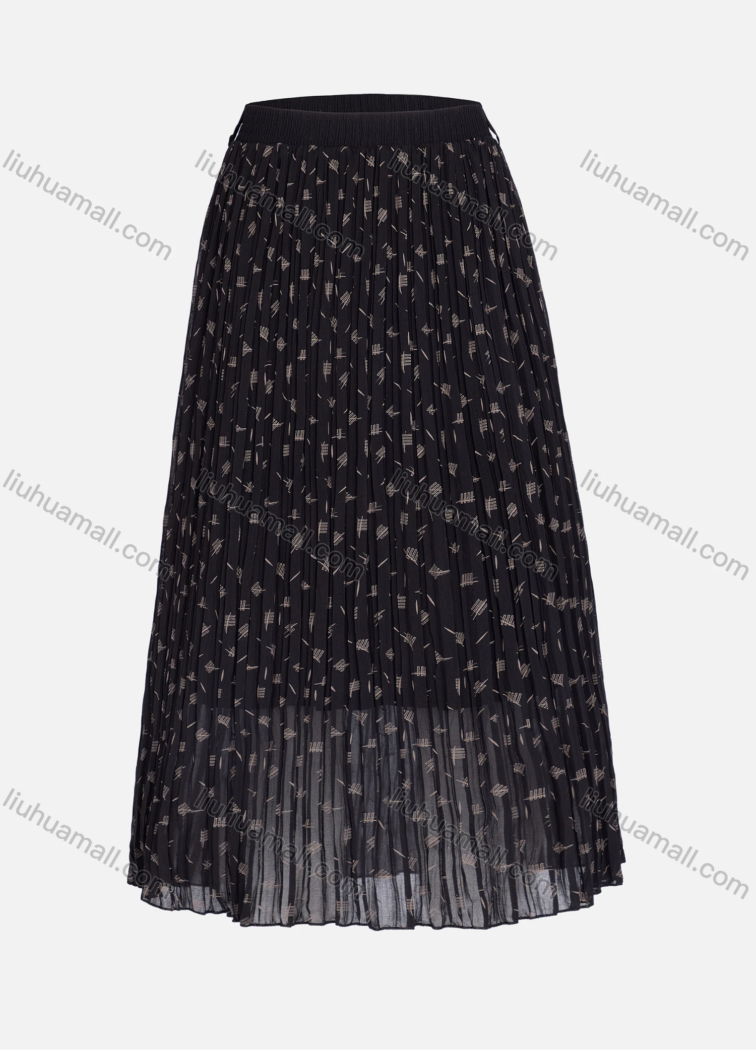 Wholesale Women's Casual Elastic Waist Pleated Allover Print Breathable Mesh Skirts - Liuhuamall