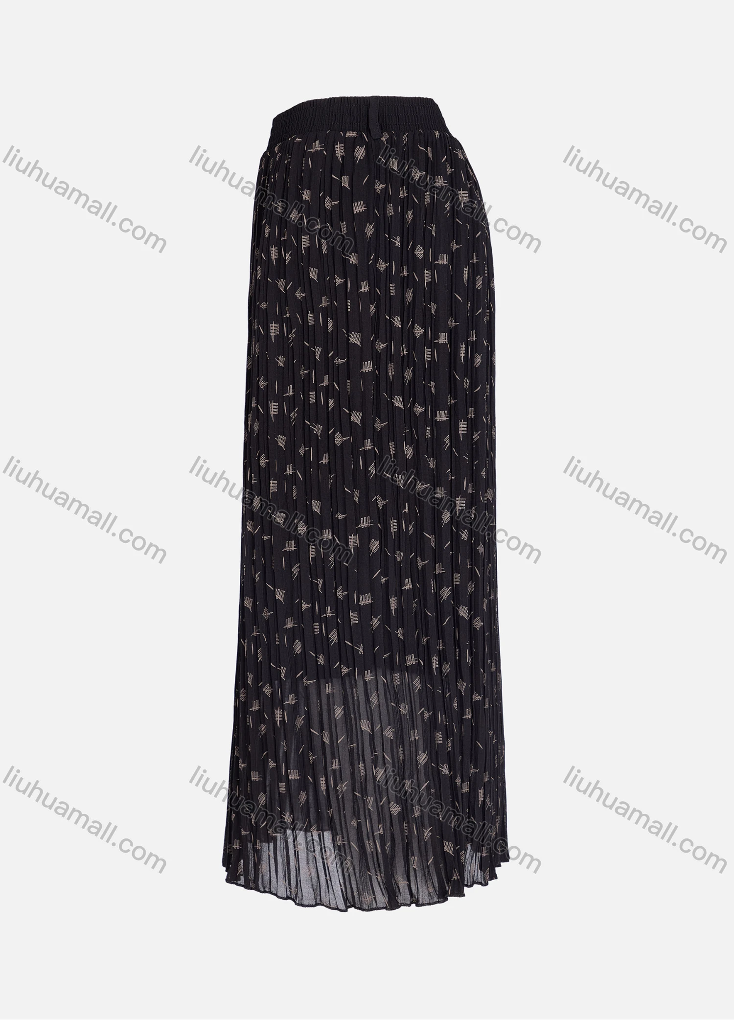 Wholesale Women's Casual Elastic Waist Pleated Allover Print Breathable Mesh Skirts - Liuhuamall