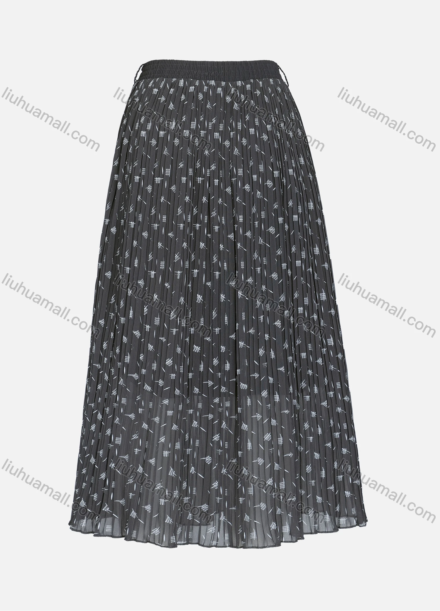 Wholesale Women's Casual Elastic Waist Pleated Allover Print Breathable Mesh Skirts - Liuhuamall
