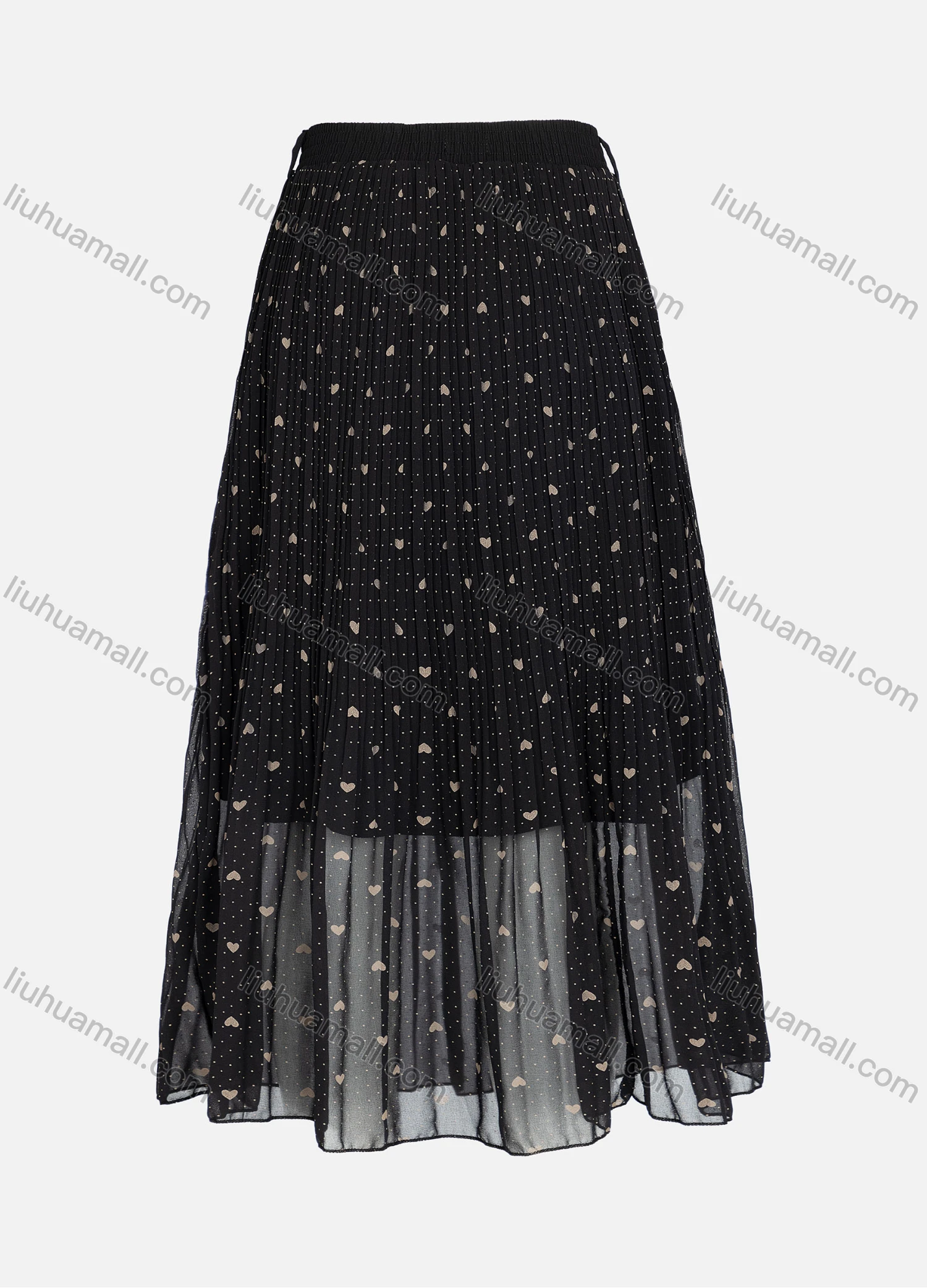 Wholesale Women's Casual Elastic Waist Allover Pin Dot Heart Print Breathable Mesh Skirts - Liuhuamall