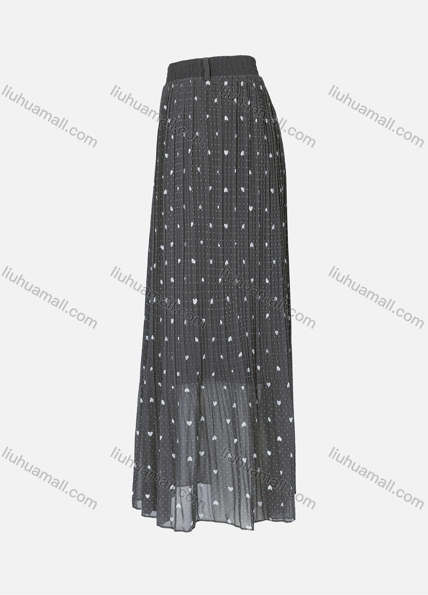 Wholesale Women's Casual Elastic Waist Allover Pin Dot Heart Print Breathable Mesh Skirts - Liuhuamall