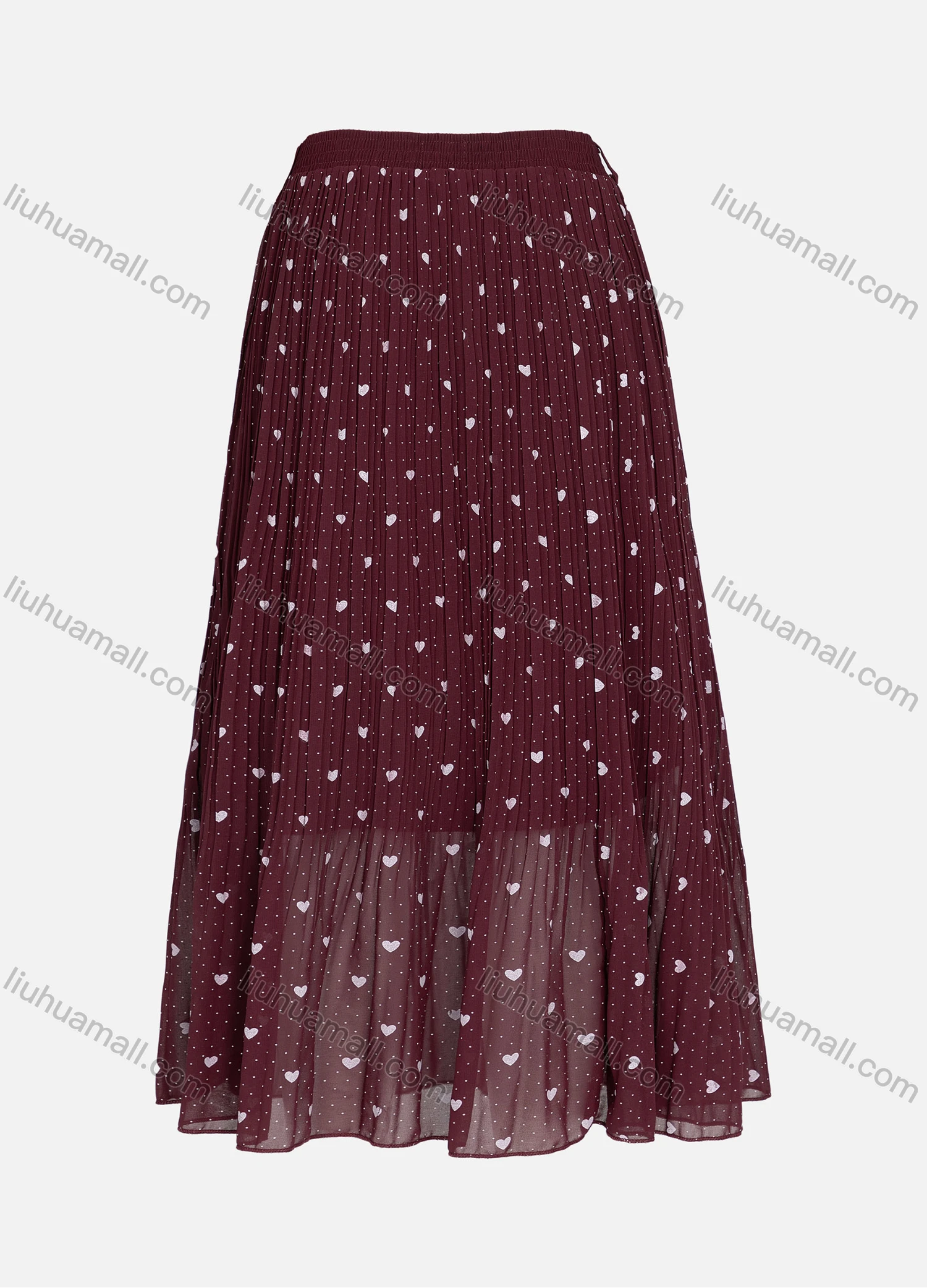 Wholesale Women's Casual Elastic Waist Allover Pin Dot Heart Print Breathable Mesh Skirts - Liuhuamall