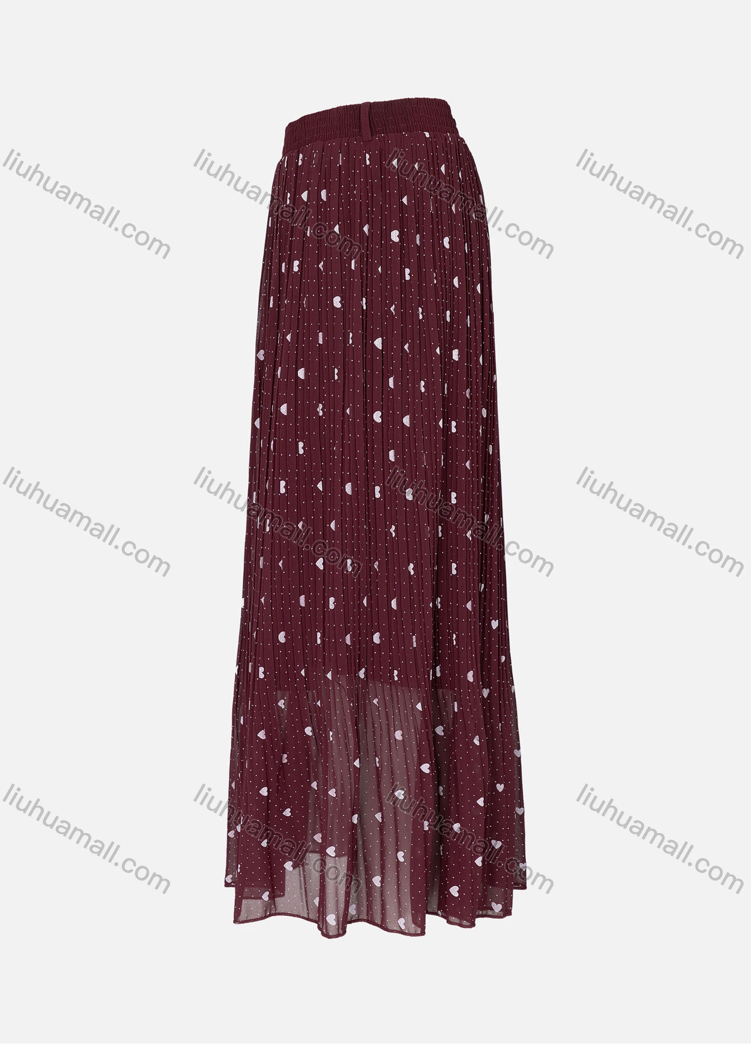 Wholesale Women's Casual Elastic Waist Allover Pin Dot Heart Print Breathable Mesh Skirts - Liuhuamall