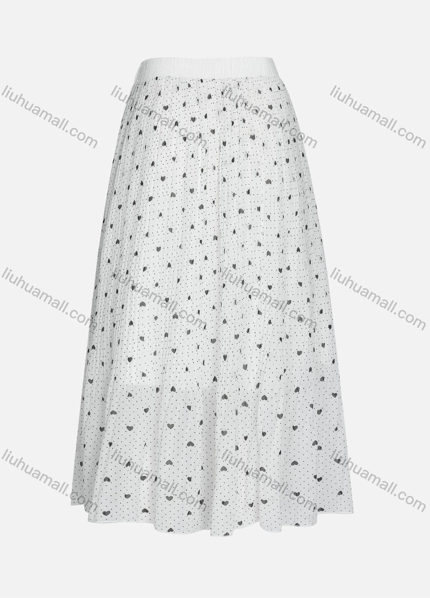Wholesale Women's Casual Elastic Waist Allover Pin Dot Heart Print Breathable Mesh Skirts - Liuhuamall