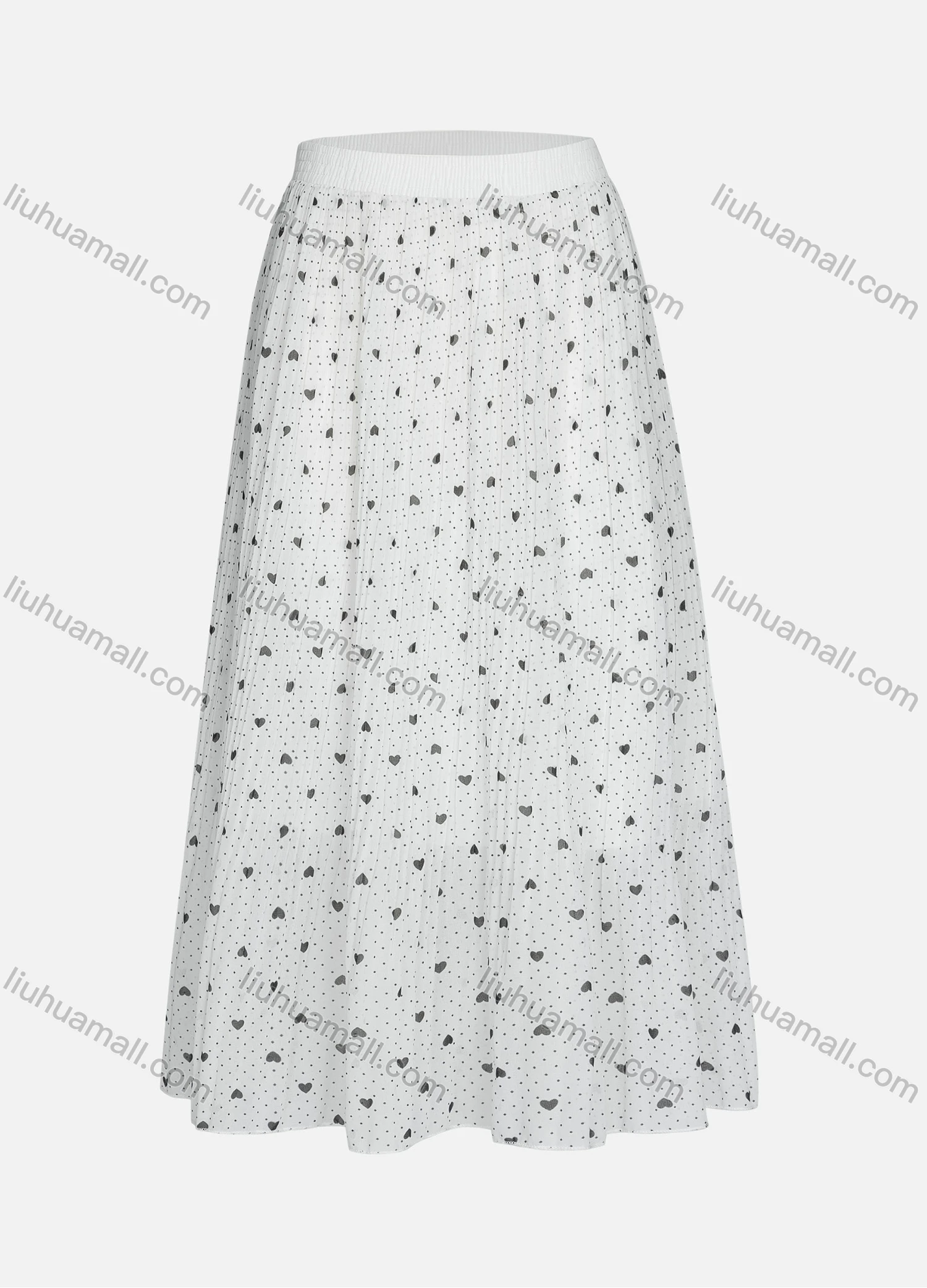 Wholesale Women's Casual Elastic Waist Allover Pin Dot Heart Print Breathable Mesh Skirts - Liuhuamall