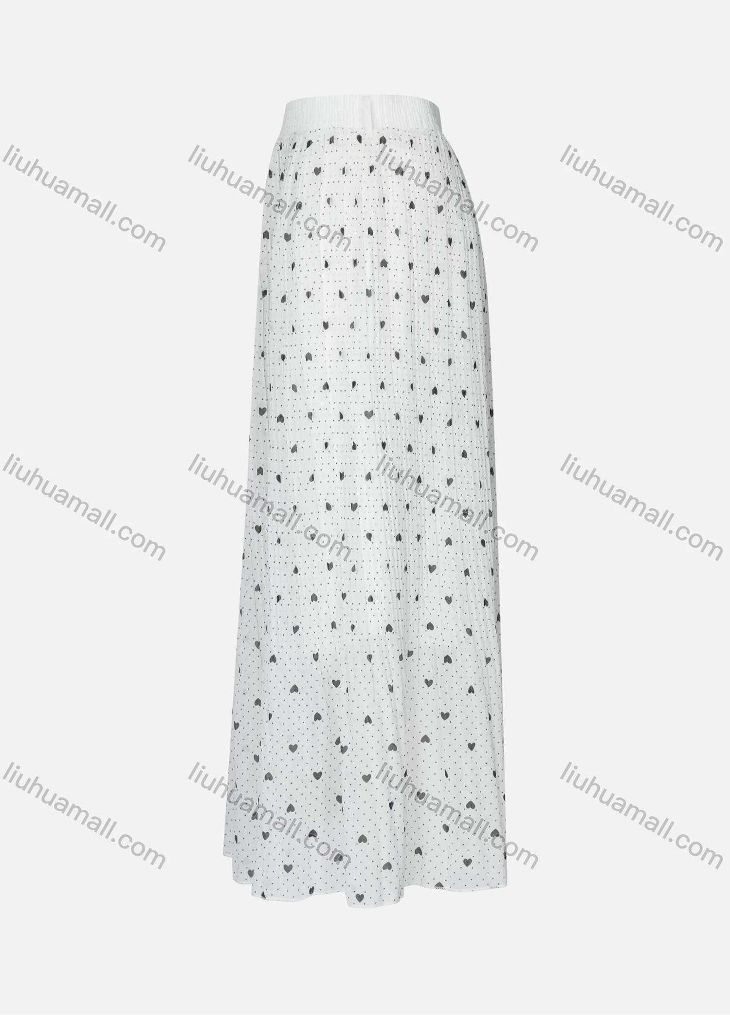Wholesale Women's Casual Elastic Waist Allover Pin Dot Heart Print Breathable Mesh Skirts - Liuhuamall