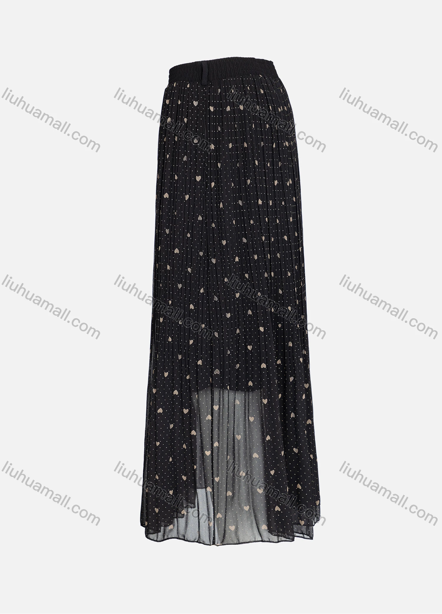 Wholesale Women's Casual Elastic Waist Allover Pin Dot Heart Print Breathable Mesh Skirts - Liuhuamall