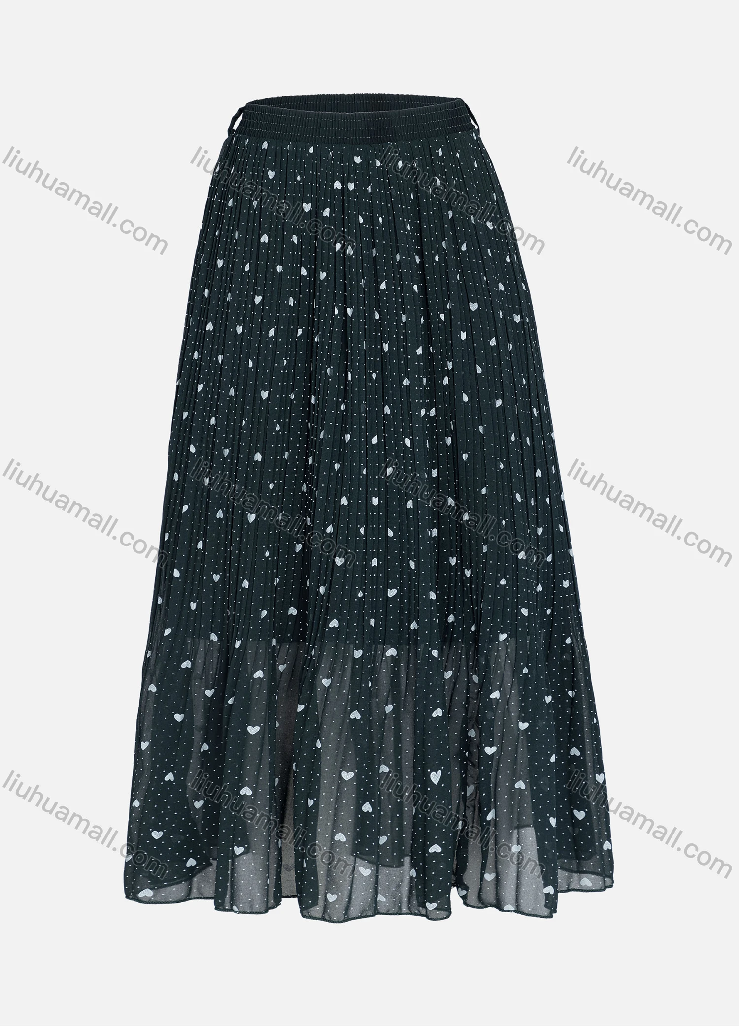 Wholesale Women's Casual Elastic Waist Allover Pin Dot Heart Print Breathable Mesh Skirts - Liuhuamall