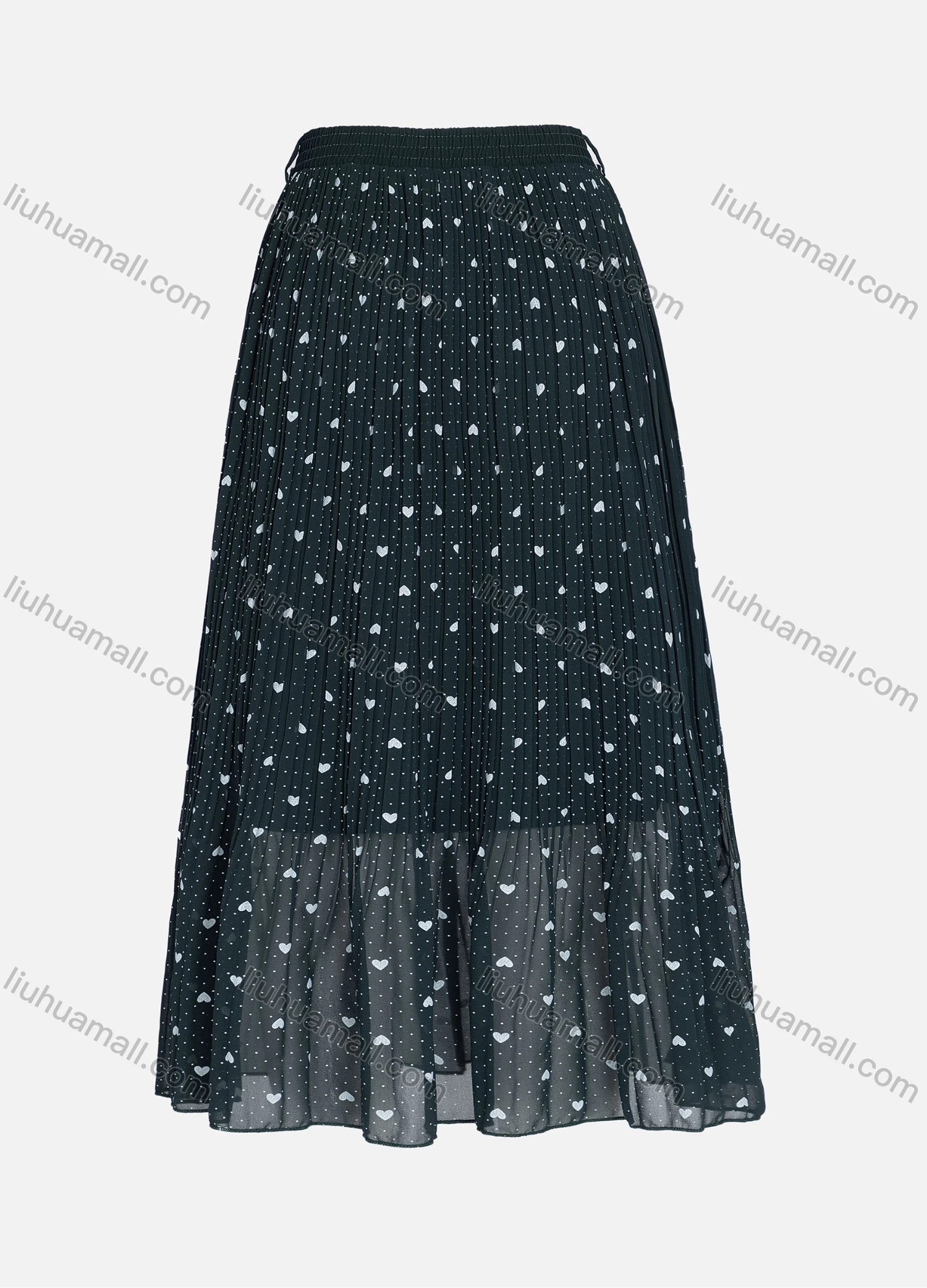 Wholesale Women's Casual Elastic Waist Allover Pin Dot Heart Print Breathable Mesh Skirts - Liuhuamall