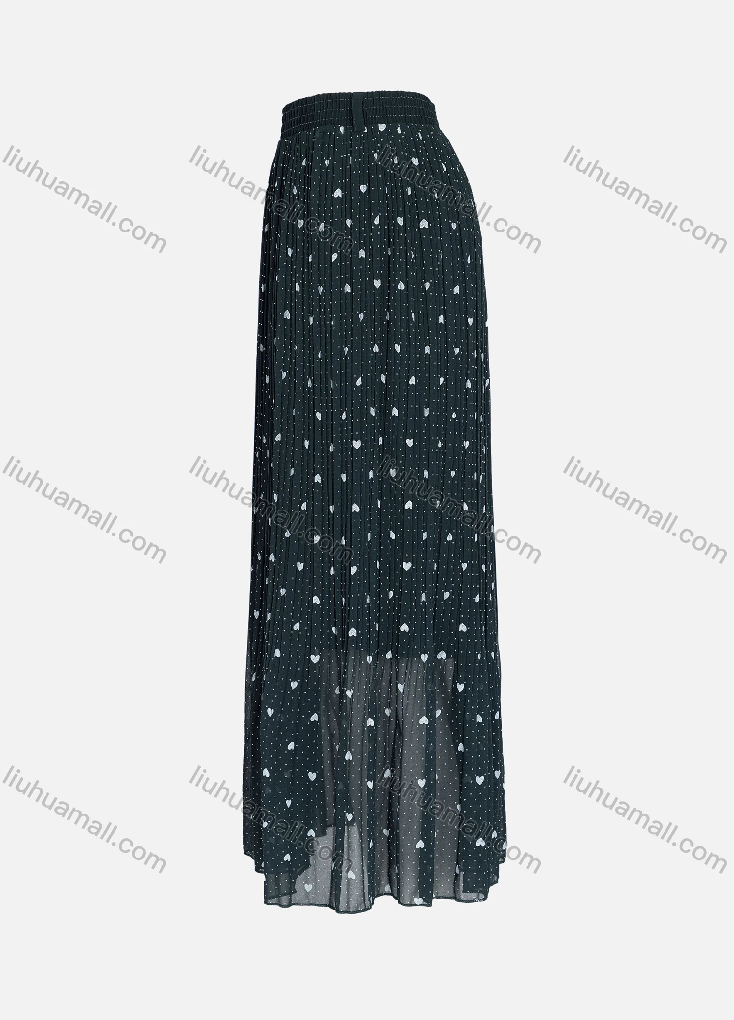 Wholesale Women's Casual Elastic Waist Allover Pin Dot Heart Print Breathable Mesh Skirts - Liuhuamall