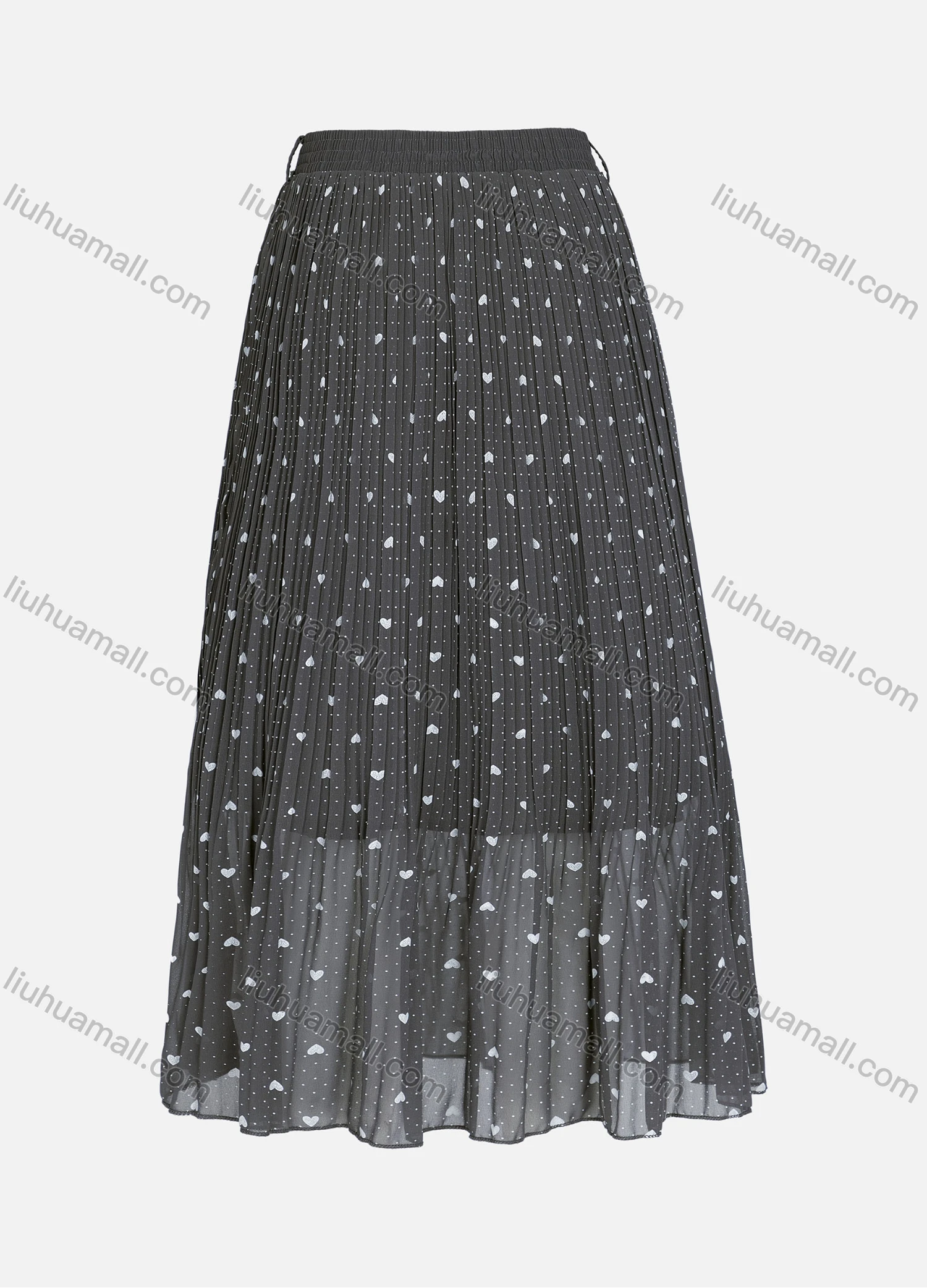 Wholesale Women's Casual Elastic Waist Allover Pin Dot Heart Print Breathable Mesh Skirts - Liuhuamall