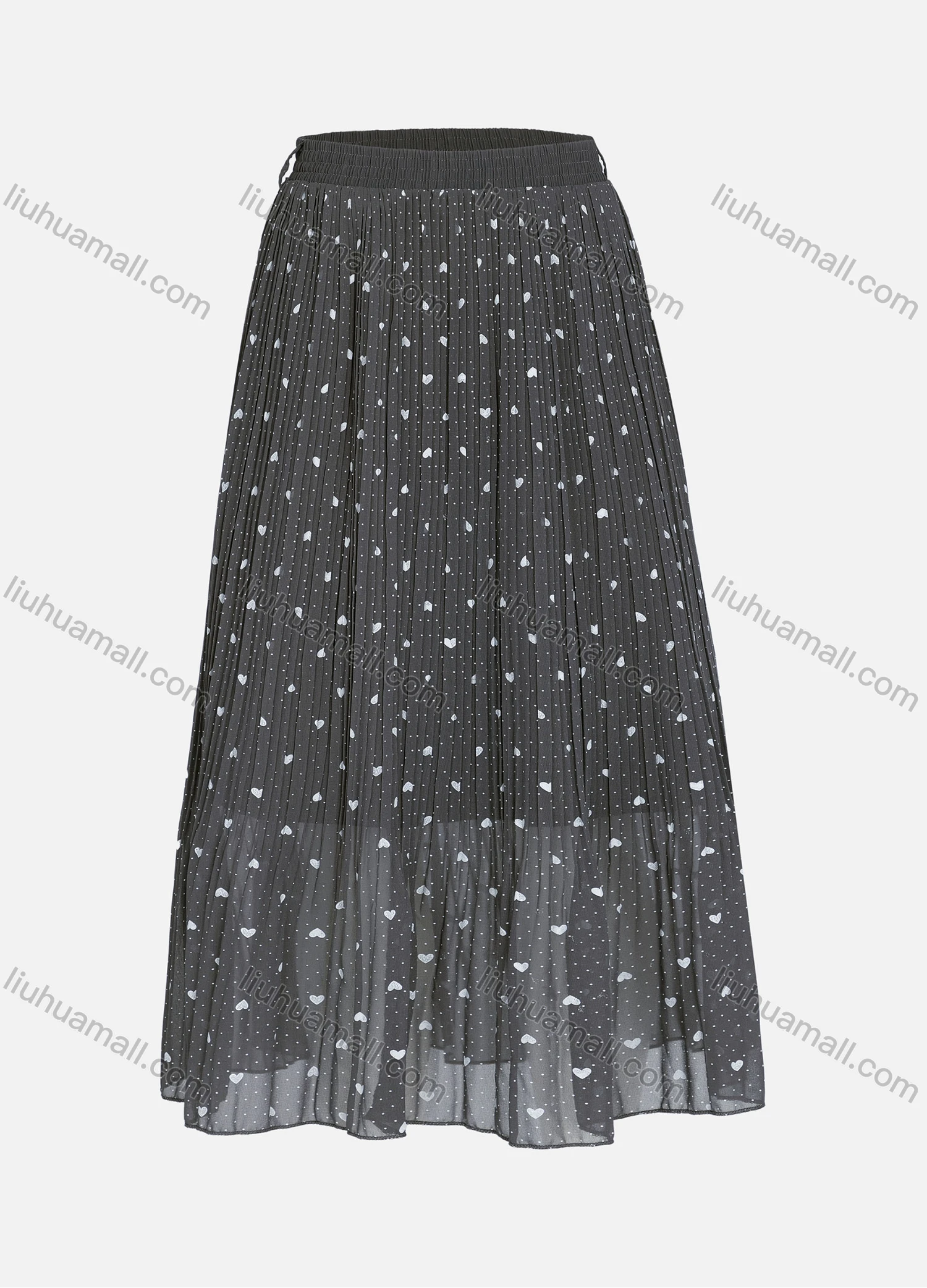 Wholesale Women's Casual Elastic Waist Allover Pin Dot Heart Print Breathable Mesh Skirts - Liuhuamall