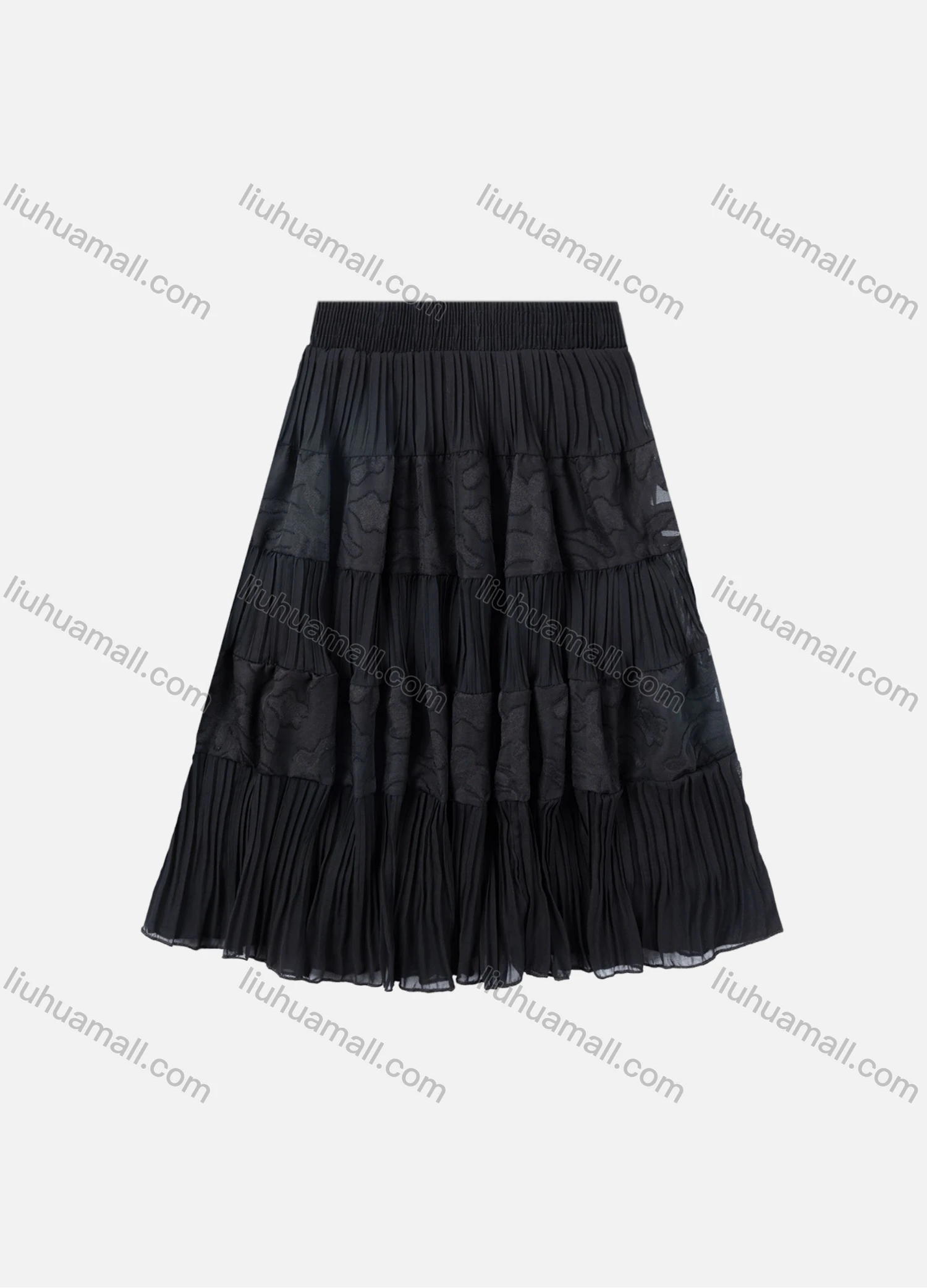 Wholesale Girls' Casual Elastic Waist Pleated Splicing Maxi Skirt - Liuhuamall