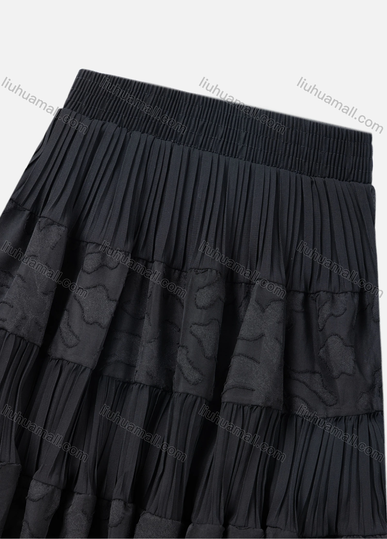 Wholesale Girls' Casual Elastic Waist Pleated Splicing Maxi Skirt - Liuhuamall