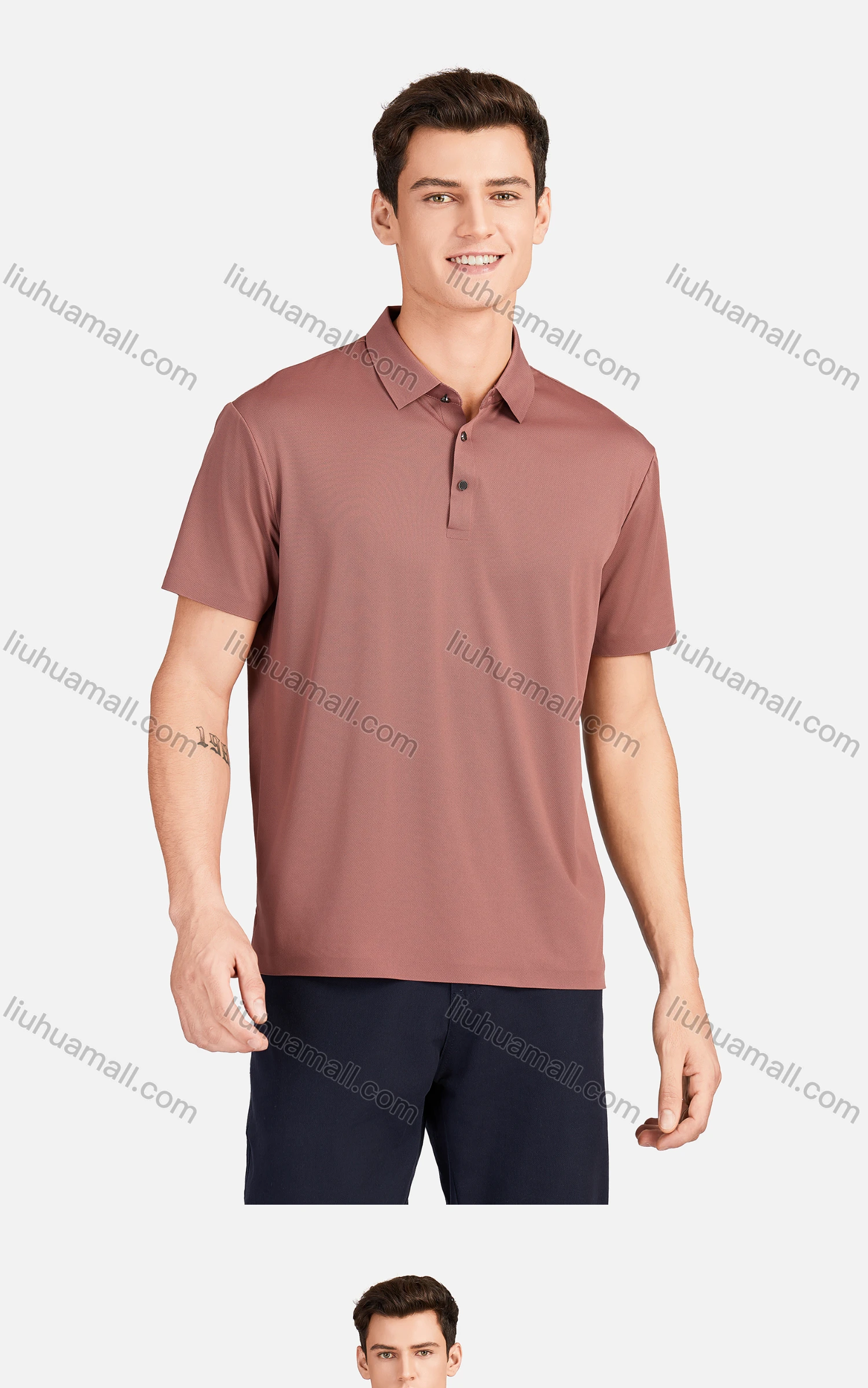 Wholesale Men's Casual Breathable Collared Short Sleeve Plain Polo Shirt 3226# - Liuhuamall