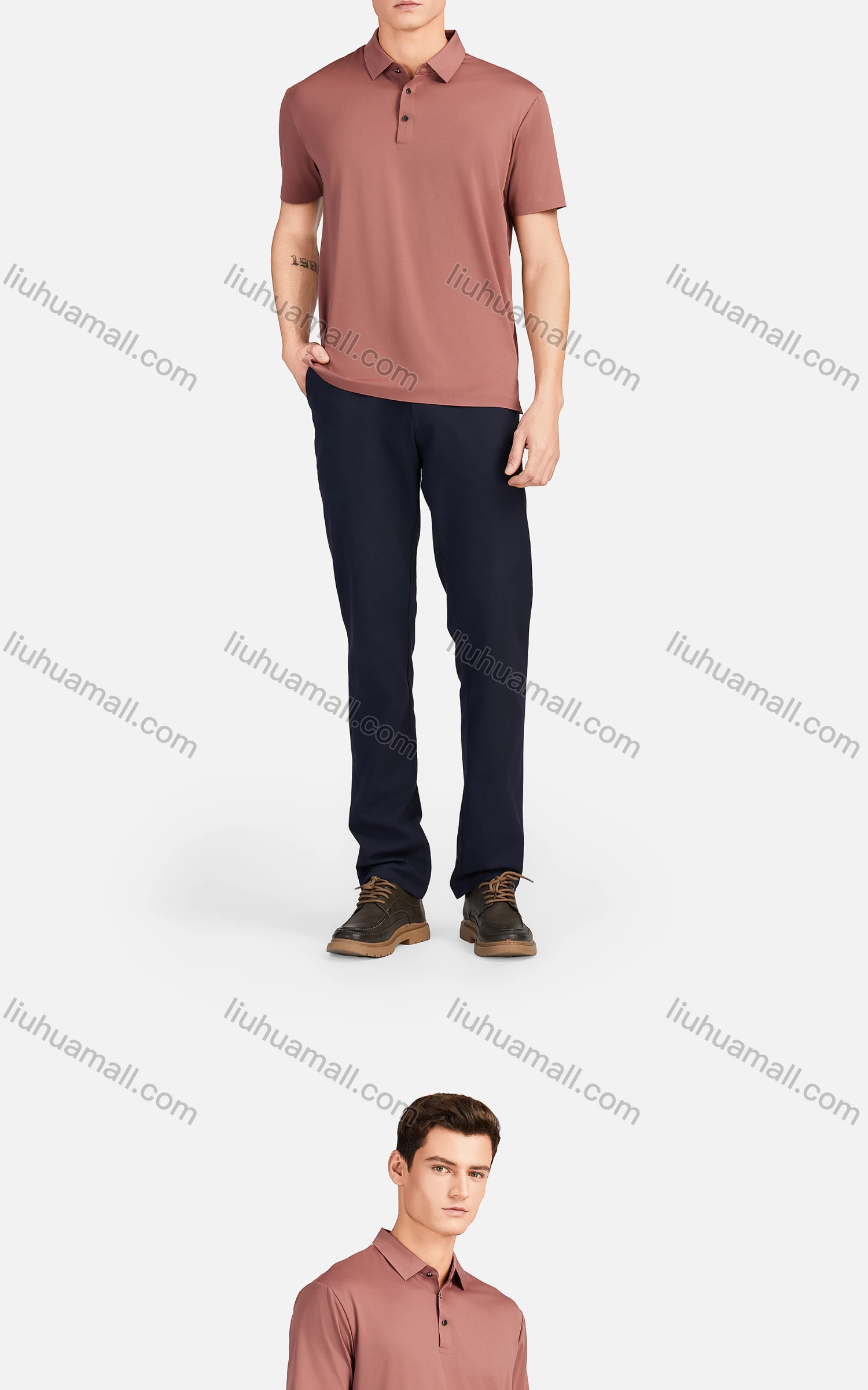 Wholesale Men's Casual Breathable Collared Short Sleeve Plain Polo Shirt 3226# - Liuhuamall