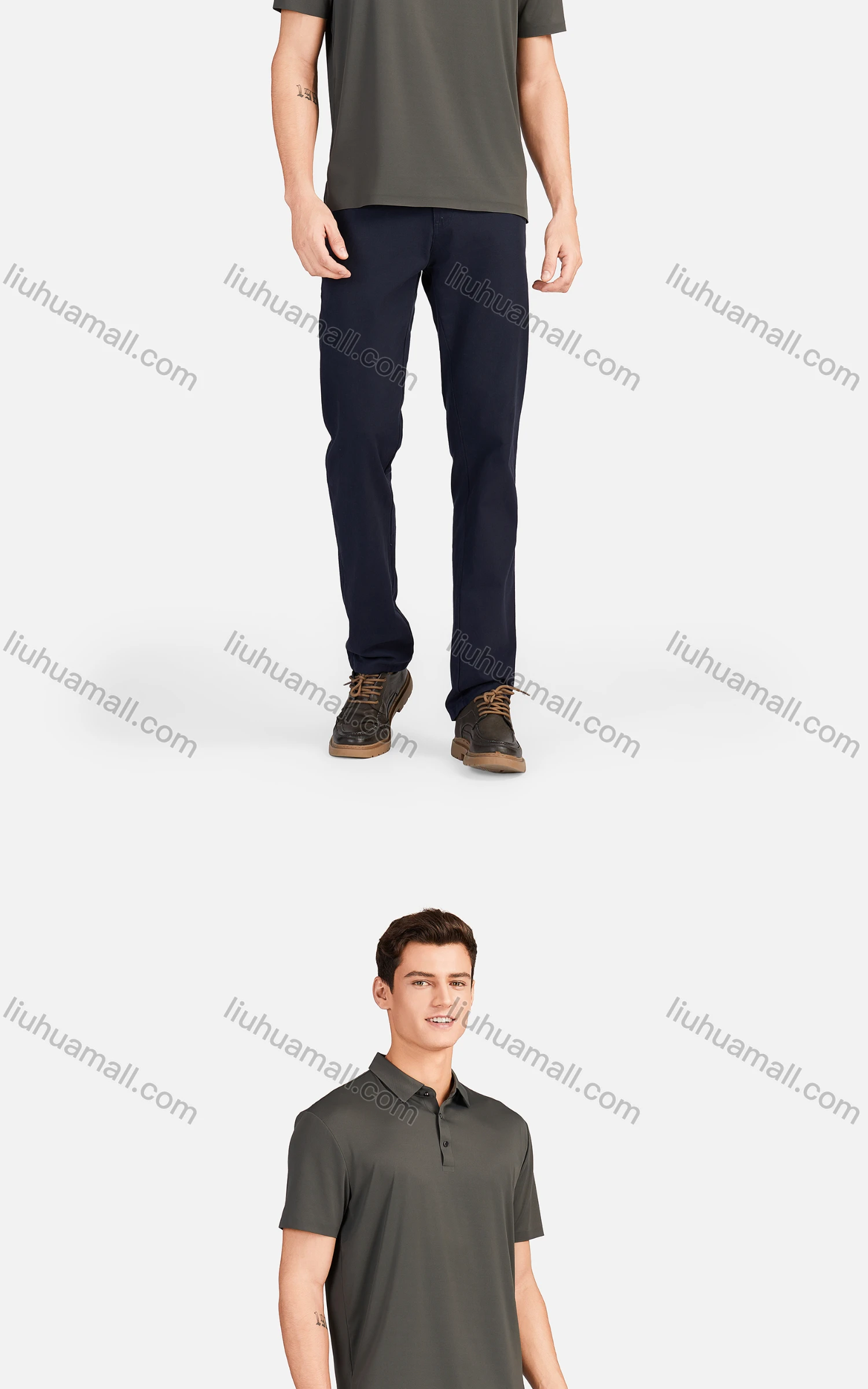 Wholesale Men's Casual Collared Short Sleeve Breathable Plain Polo Shirt 3226# - Liuhuamall