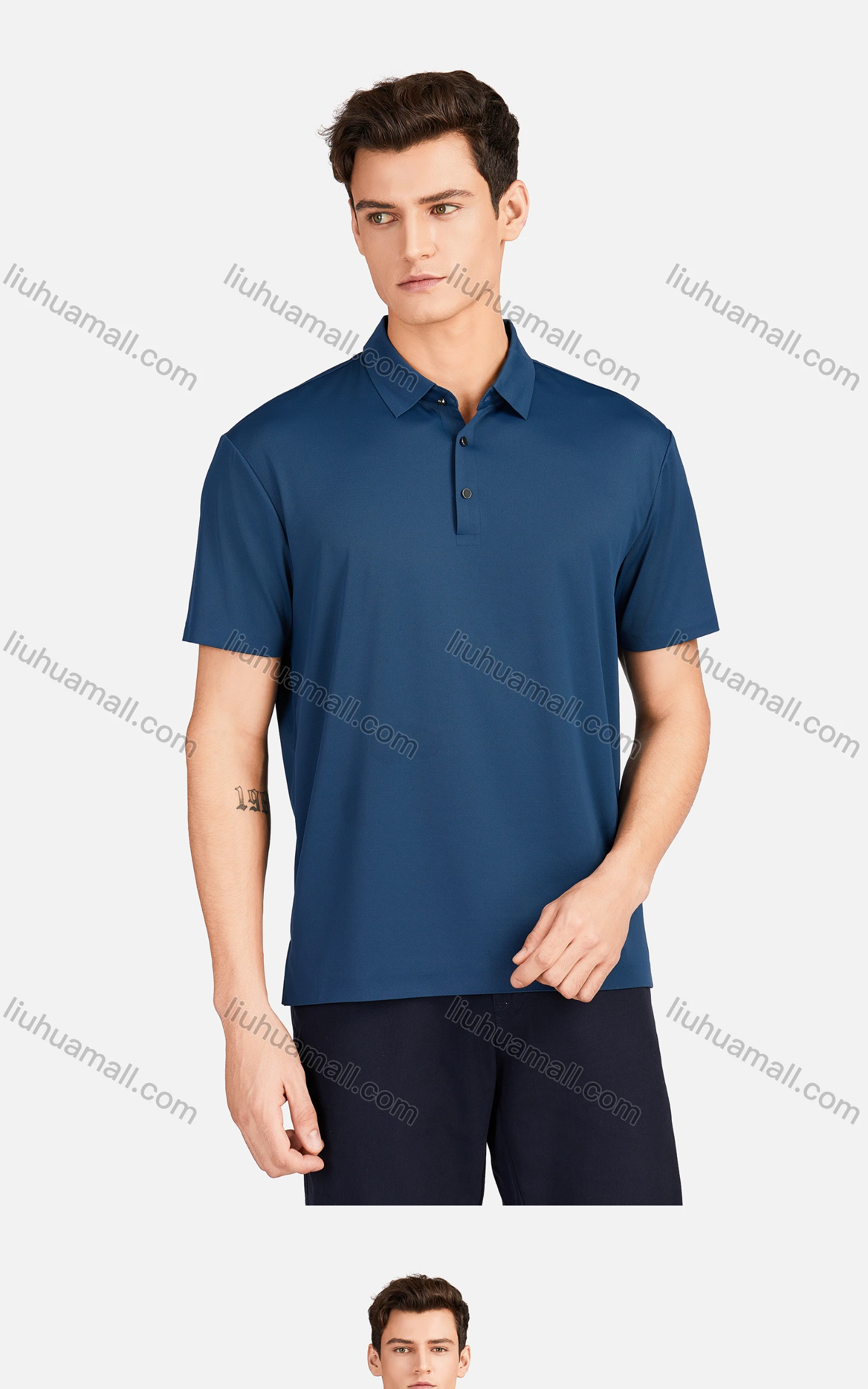 Wholesale Men's Casual Plain Collared Short Sleeve Breathable Polo Shirt 3226# - Liuhuamall