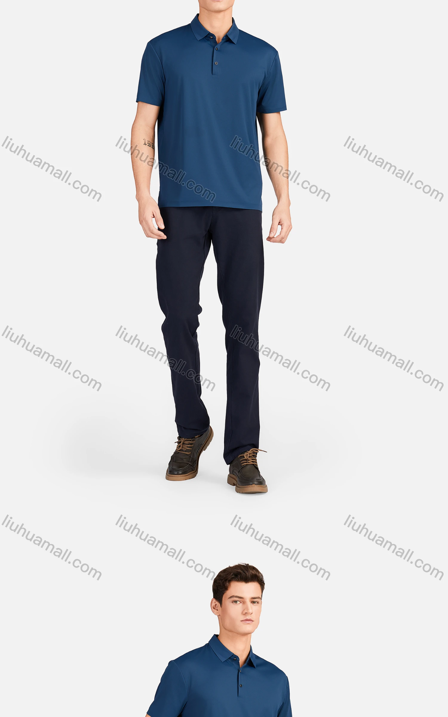 Wholesale Men's Casual Plain Collared Short Sleeve Breathable Polo Shirt 3226# - Liuhuamall