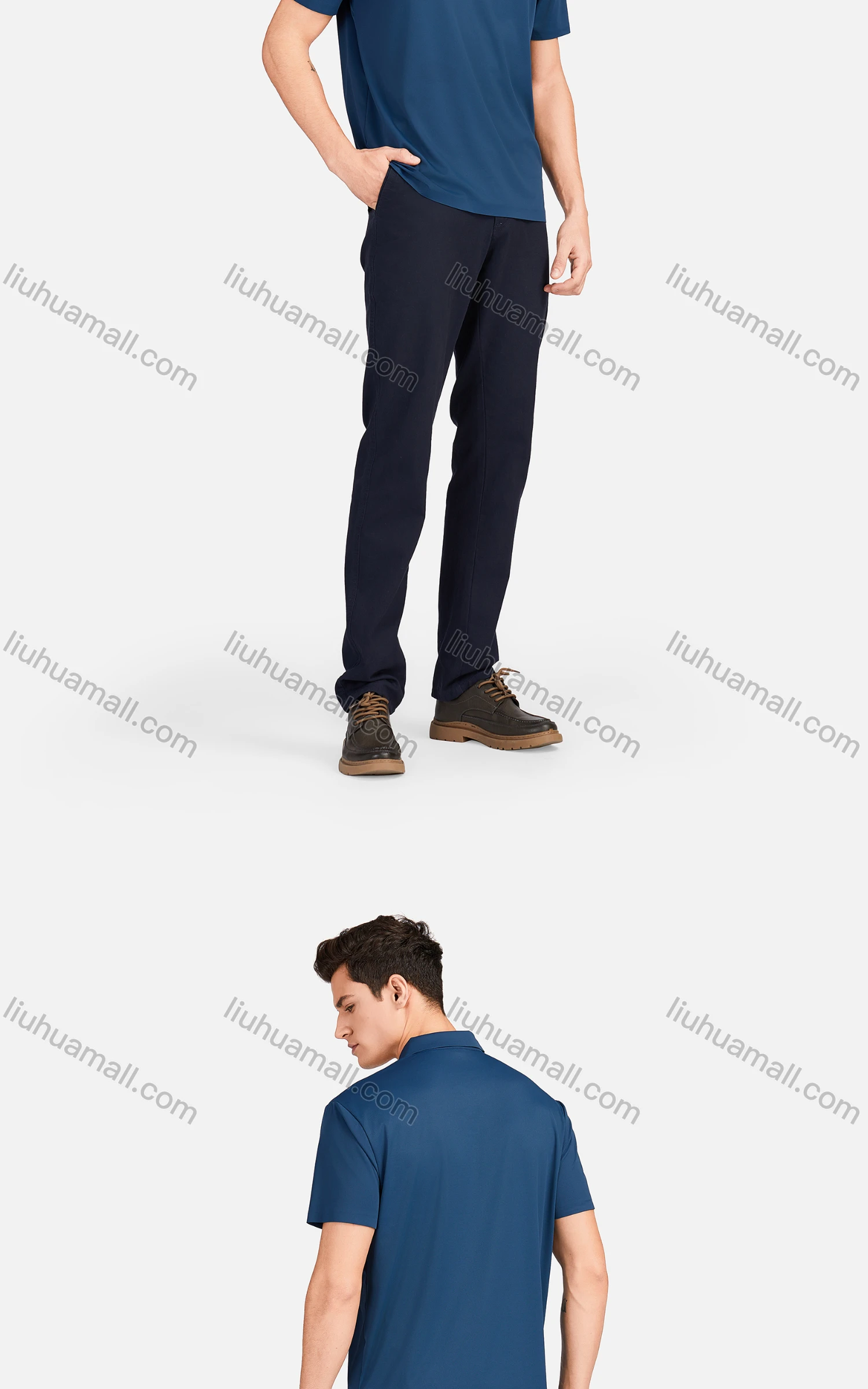 Wholesale Men's Casual Plain Collared Short Sleeve Breathable Polo Shirt 3226# - Liuhuamall