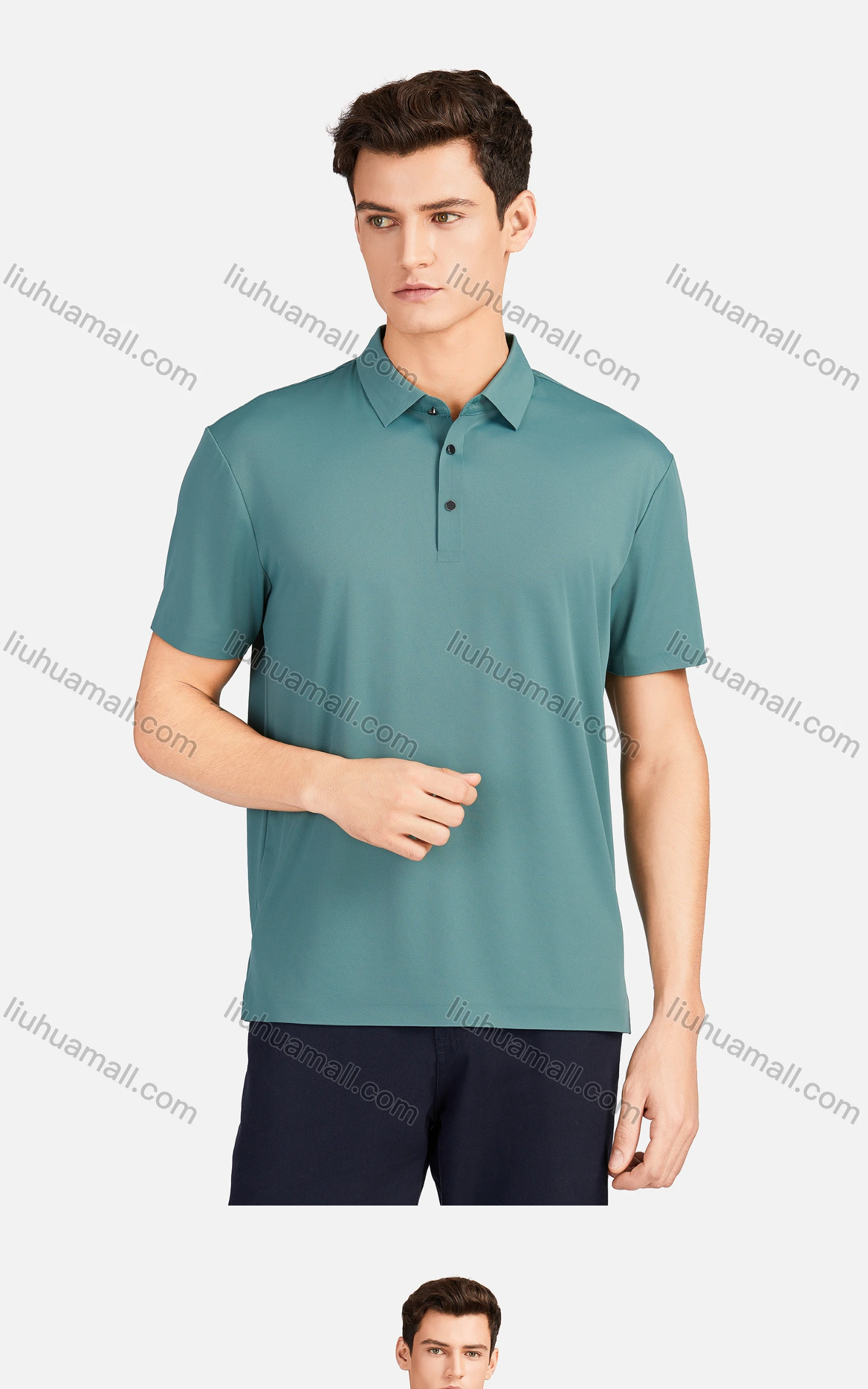 Wholesale Men's Casual Plain Collared Breathable Short Sleeve Polo Shirt 3226# - Liuhuamall