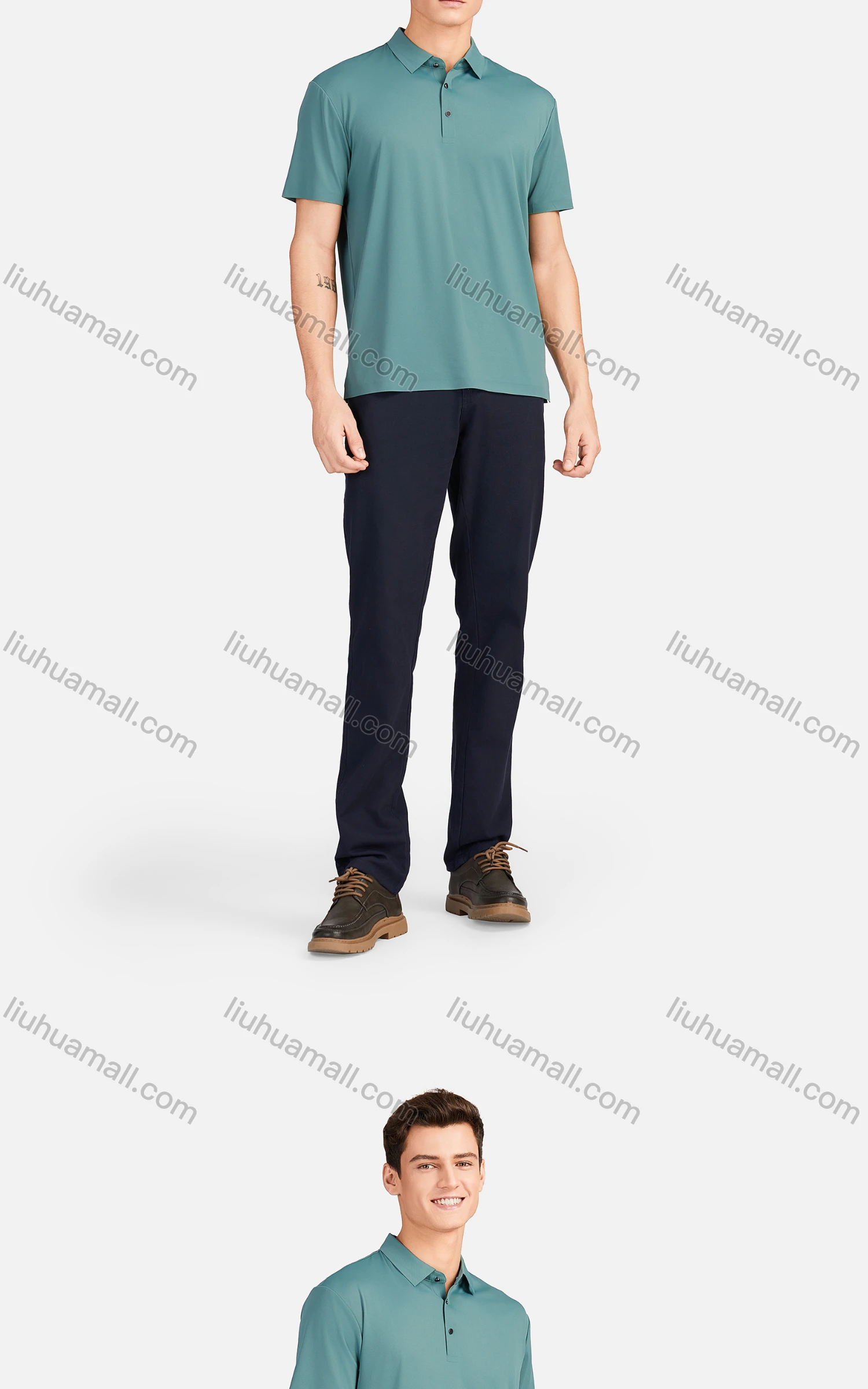 Wholesale Men's Casual Plain Collared Breathable Short Sleeve Polo Shirt 3226# - Liuhuamall