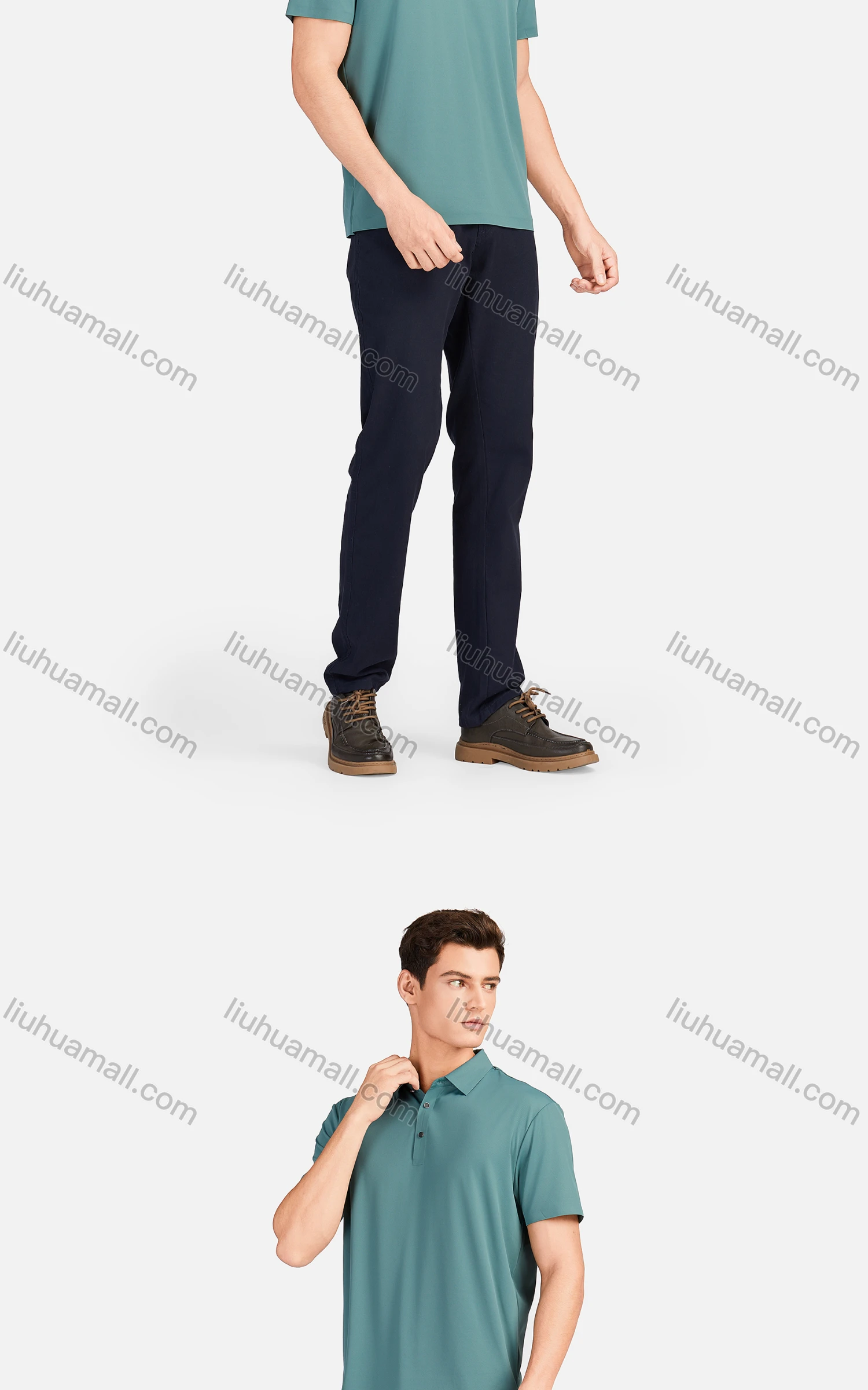 Wholesale Men's Casual Plain Collared Breathable Short Sleeve Polo Shirt 3226# - Liuhuamall