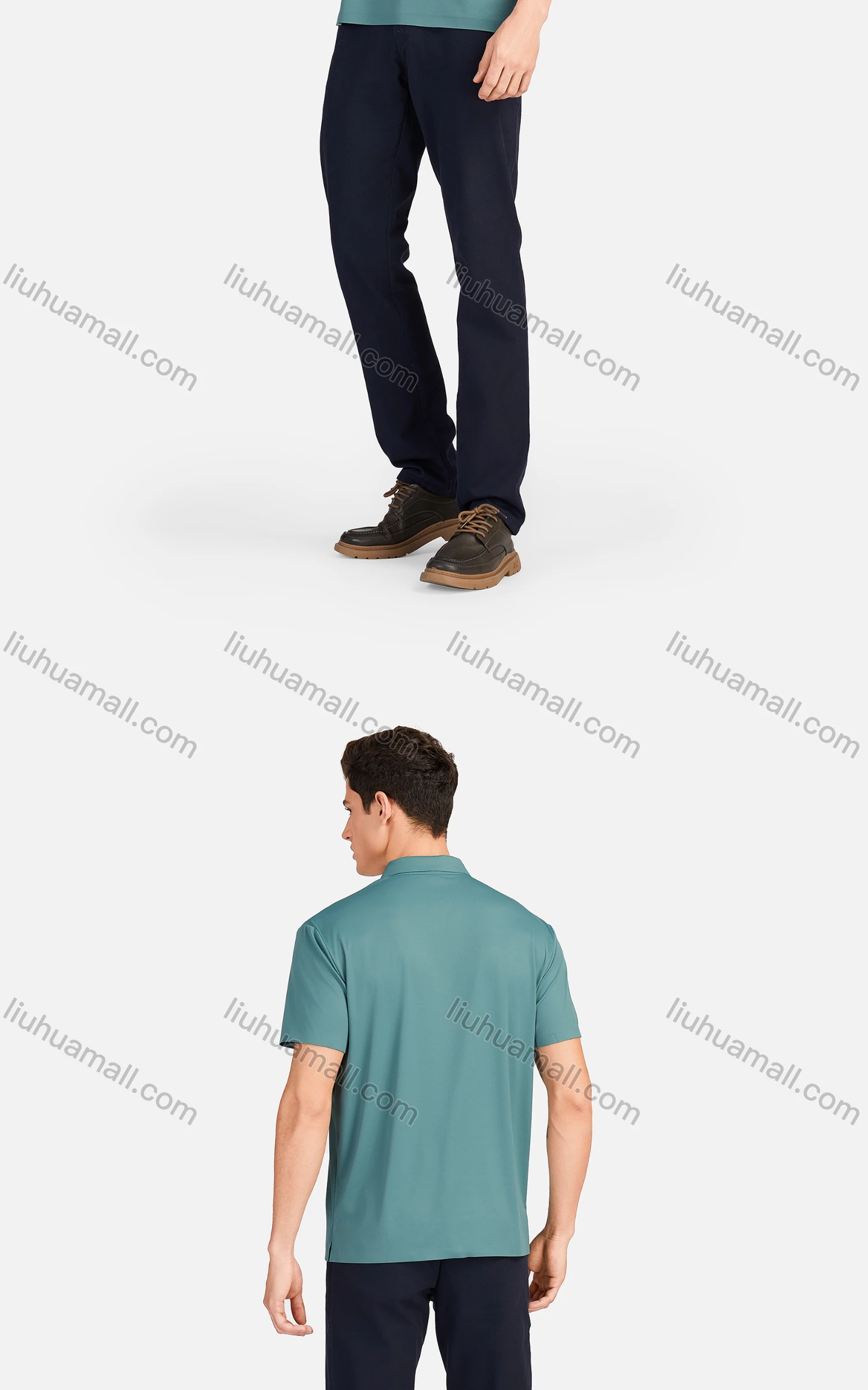 Wholesale Men's Casual Plain Collared Breathable Short Sleeve Polo Shirt 3226# - Liuhuamall