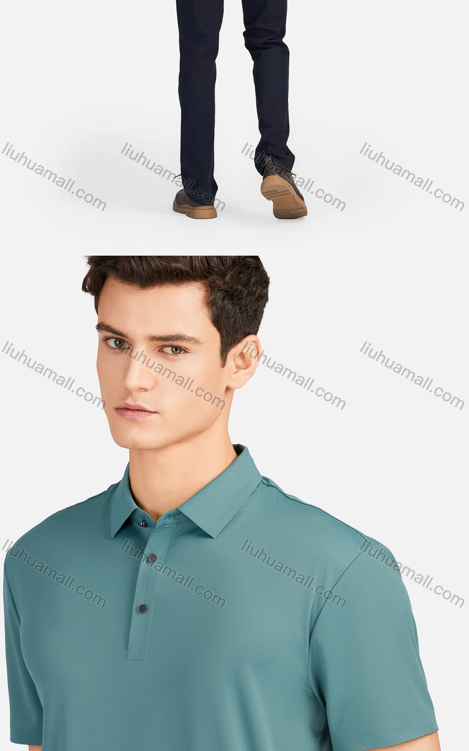 Wholesale Men's Casual Plain Collared Breathable Short Sleeve Polo Shirt 3226# - Liuhuamall